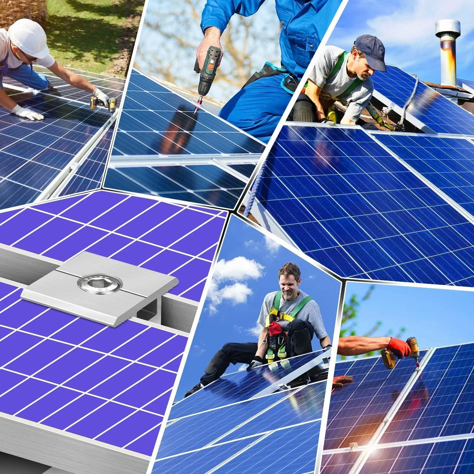 SWTYExt 4 sztuki wsporników do modułów solarnych, zaciski środkowe, zaciski środkowe, 30 mm, stop aluminium, mocowanie paneli fotowoltaicznych, mocowanie modułów fotowoltaicznych, wsporniki montażowe,