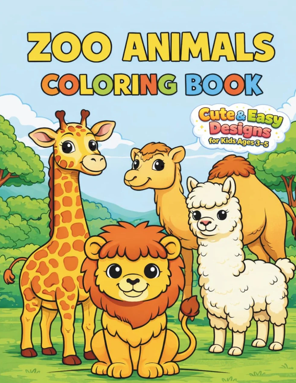 Zoo Animals Coloring Book for Kids Ages 3-5