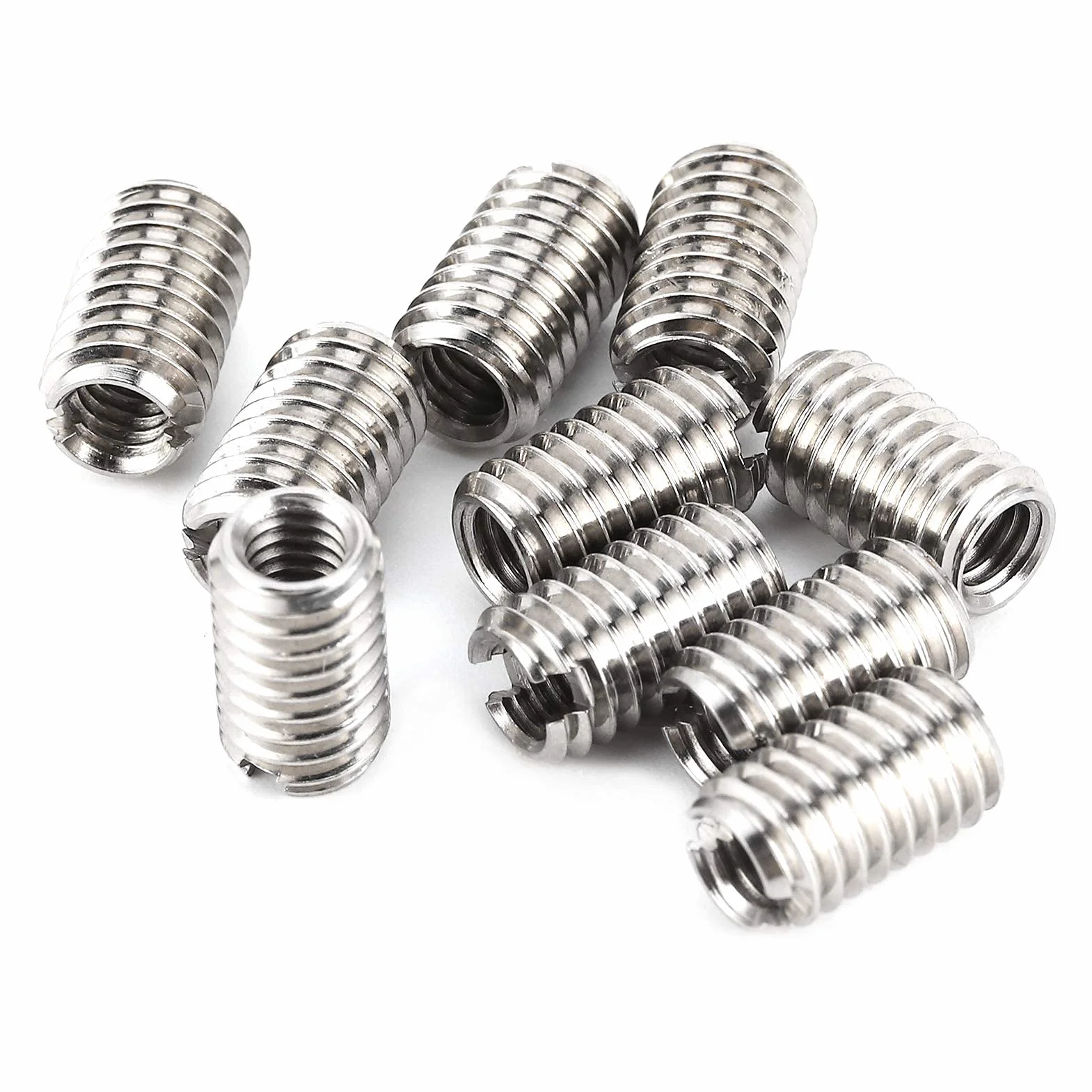 10 Sztuk M4 X 0.7mm Gwint Wewnętrzny M6 X 1mm Gwint Wewnętrzny Wkładki Gwintowane Nakrętka Redukcyjna ze Stali Nierdzewnej do Komputerów Lampy Formy Sprzęt Mechaniczny