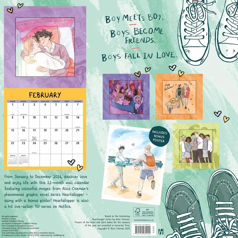 The Heartstopper 2026 Calendar: With art by Alice Oseman, and bonus poster!