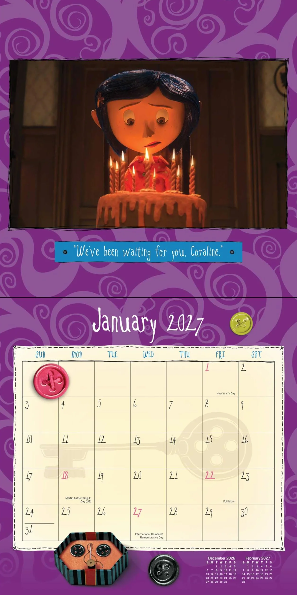 Coraline 2027 Wall Calendar (Includes Full-Color Poster)