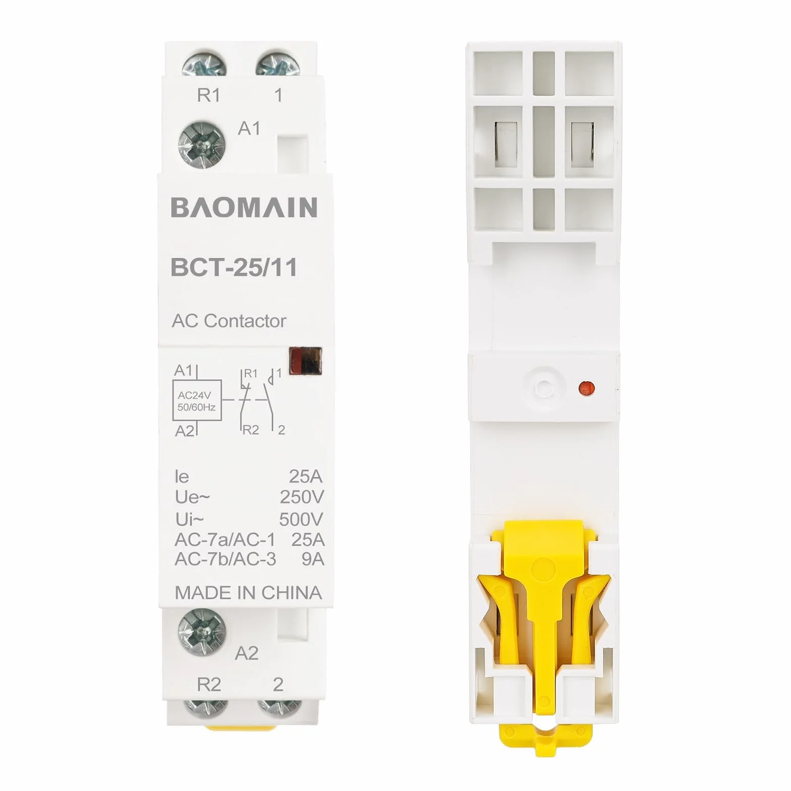 BAOMAIN Stycznik AC 2-biegunowy 25A AC 24V 35mm Montaż na szynie DIN BCT-25/11