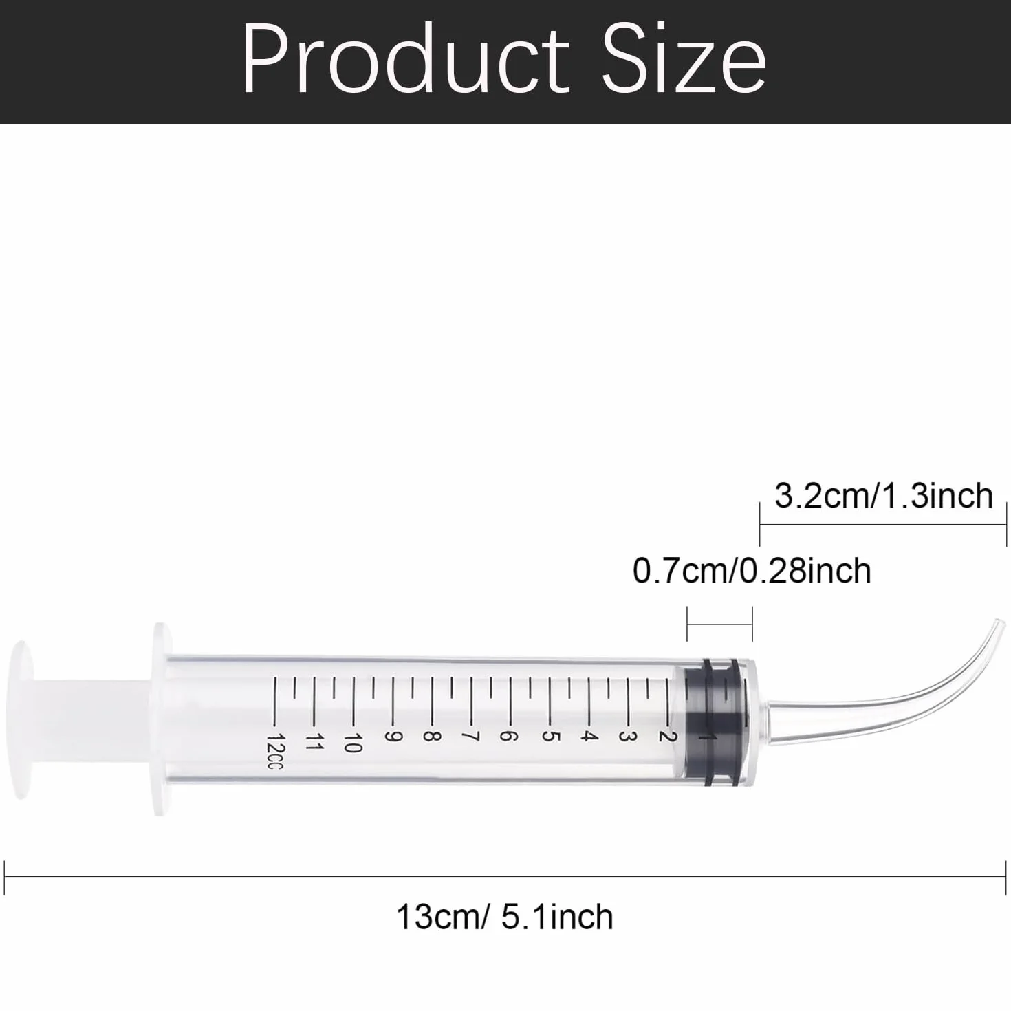 5 szt. Strzykawka z zakrzywioną końcówką, do czyszczenia zębów i kamieni migdałkowych, 12 ml, bezpieczny materiał, dokładne dostarczenie, przenośna, szerokie zastosowanie