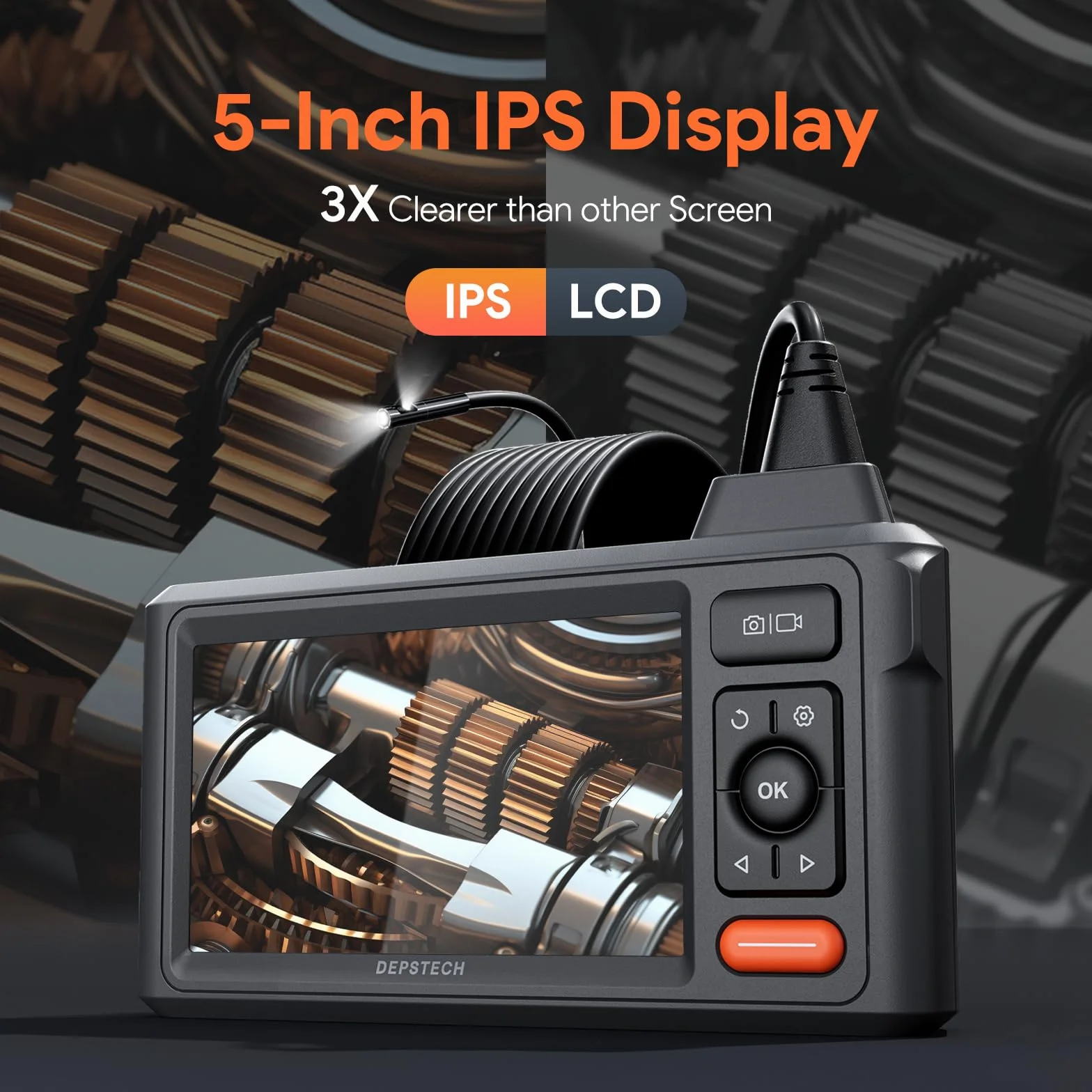DEPSTECH DS620 kamera endoskopowa 5 cali IPS 8 mm 5 m