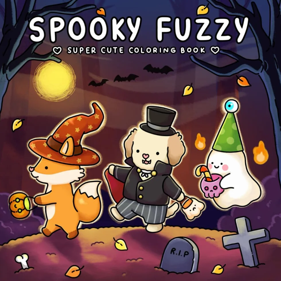 Spooky Fuzzy: Cute Creepy Coloring Book for Adults and Teens