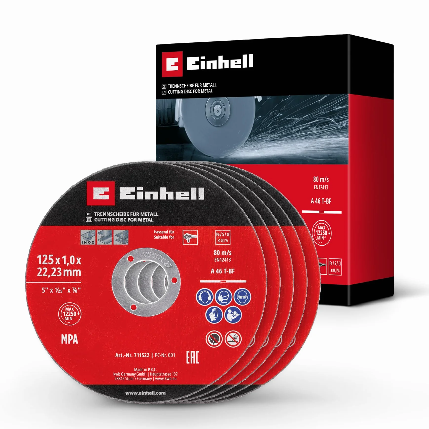 Einhell zestaw 5 szt. tarcz do cięcia metalu Ø 125 mm 1 mm MPA
