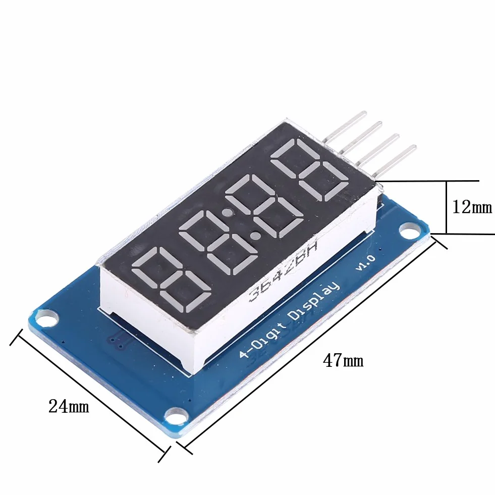 4 szt. 0,36 cala 3,3 ~ 5,5 V LED 4 Digit 7-segmentowy wyświetlacz, regulowana jasność, moduł z wyświetlaczem zegara do czerwonego światła