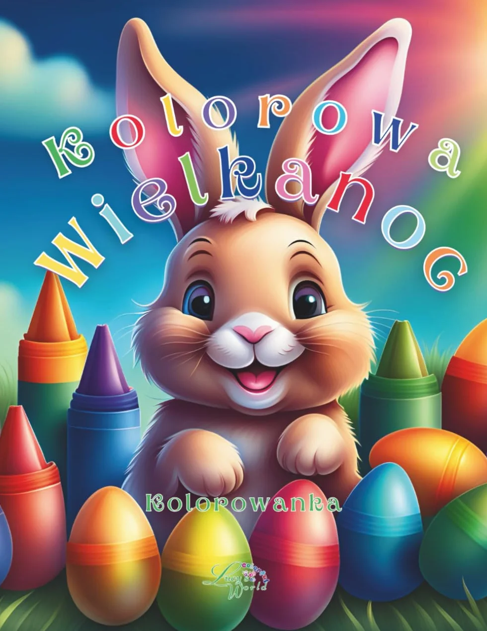 Kolorowa Wielkanoc: Kolorowanka dla Dzieci w wieku 3-12 lat, 32 stron z króliczkami, kurczaczkami , jajkami, zabawa i nauka, dla dziewczynki, dla chłopca
