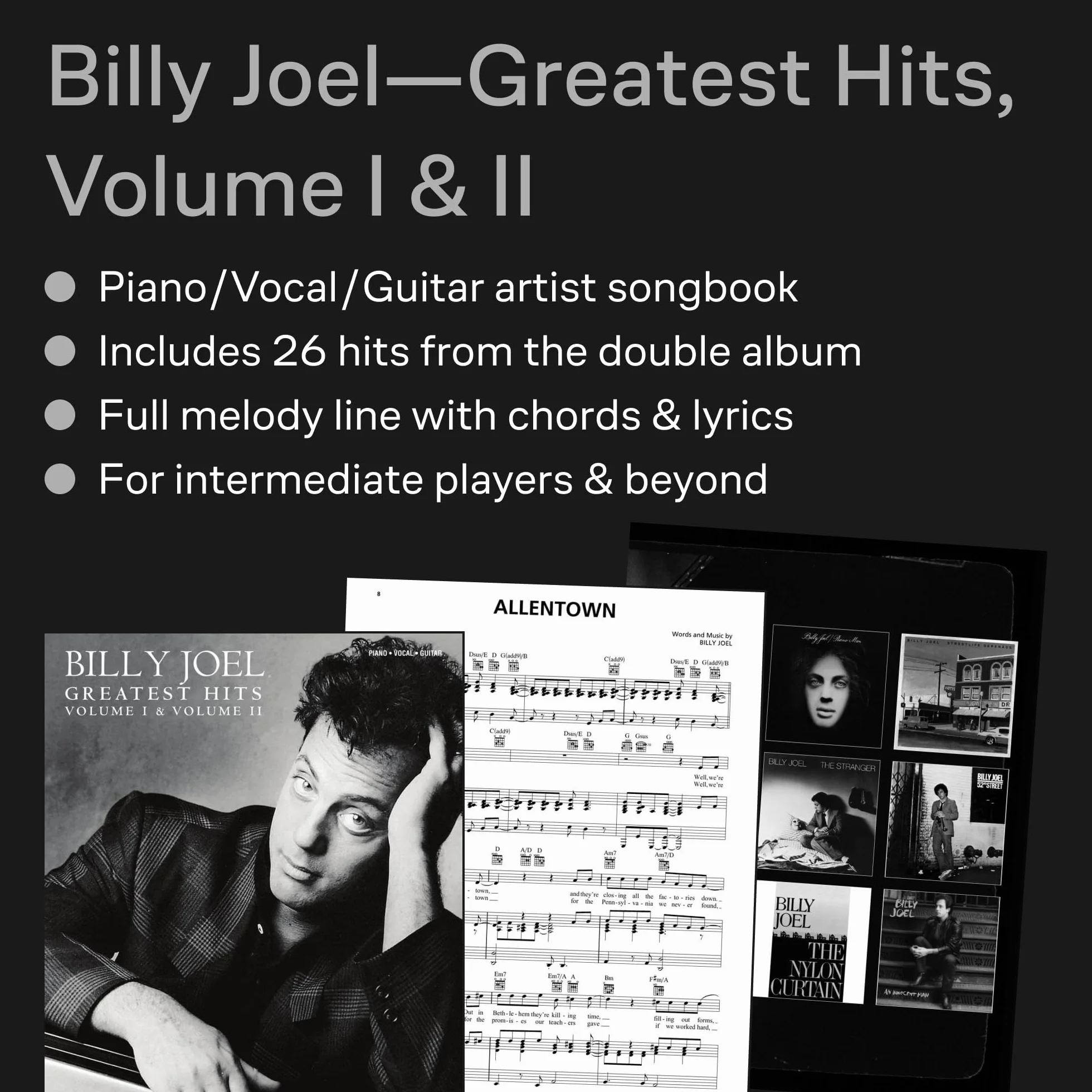 Billy Joel - Greatest Hits, Volume I & II - Piano/Vocal/Guitar Songbook: Greatest Hits: Piano-vocal-guitar: 1-2