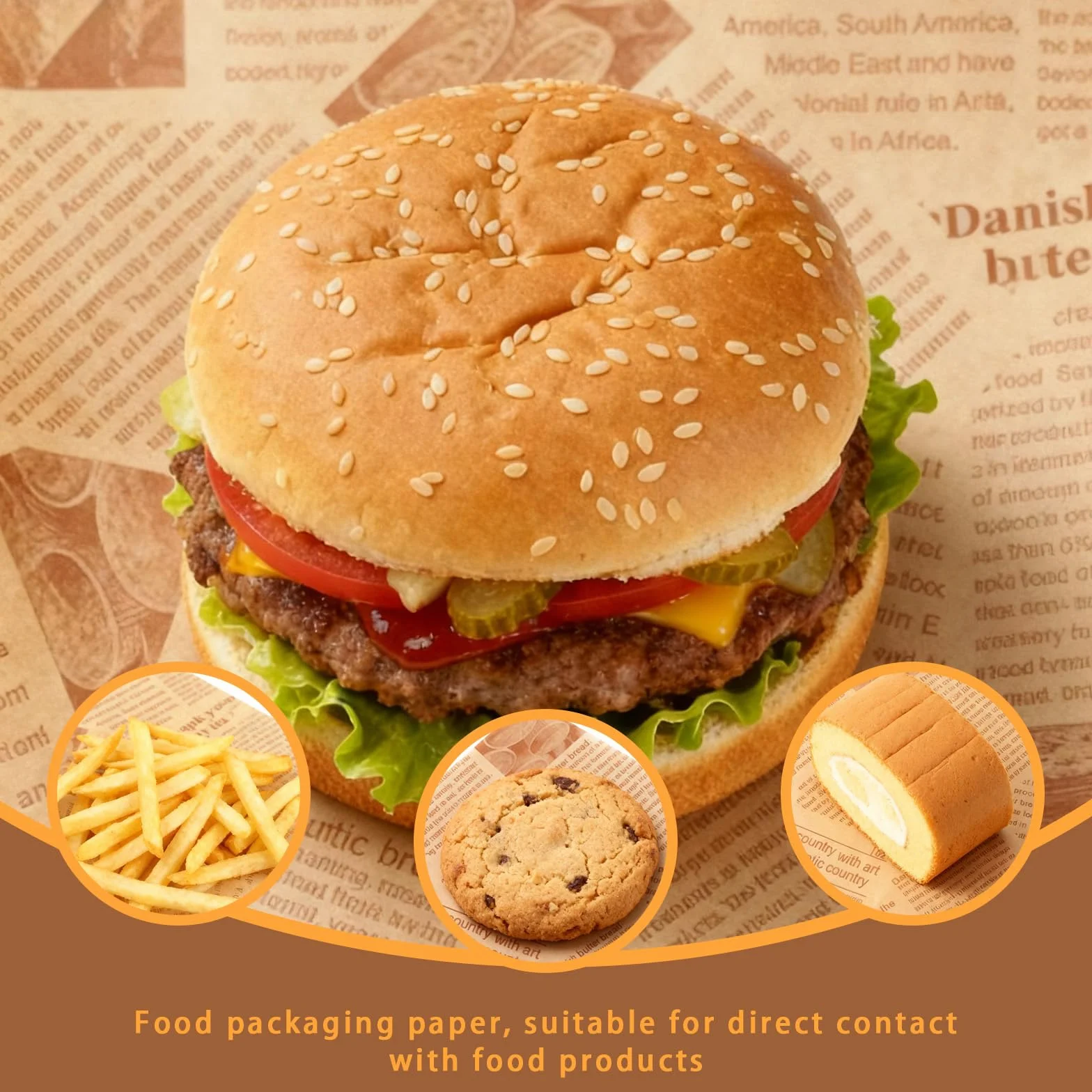 100 sztuk nietłustego papieru spożywczego, 25 x 25 cm papier do frytek, wodoodporny papier do pakowania hamburgerów, do hamburgerów, chleba, frytek, kanapek