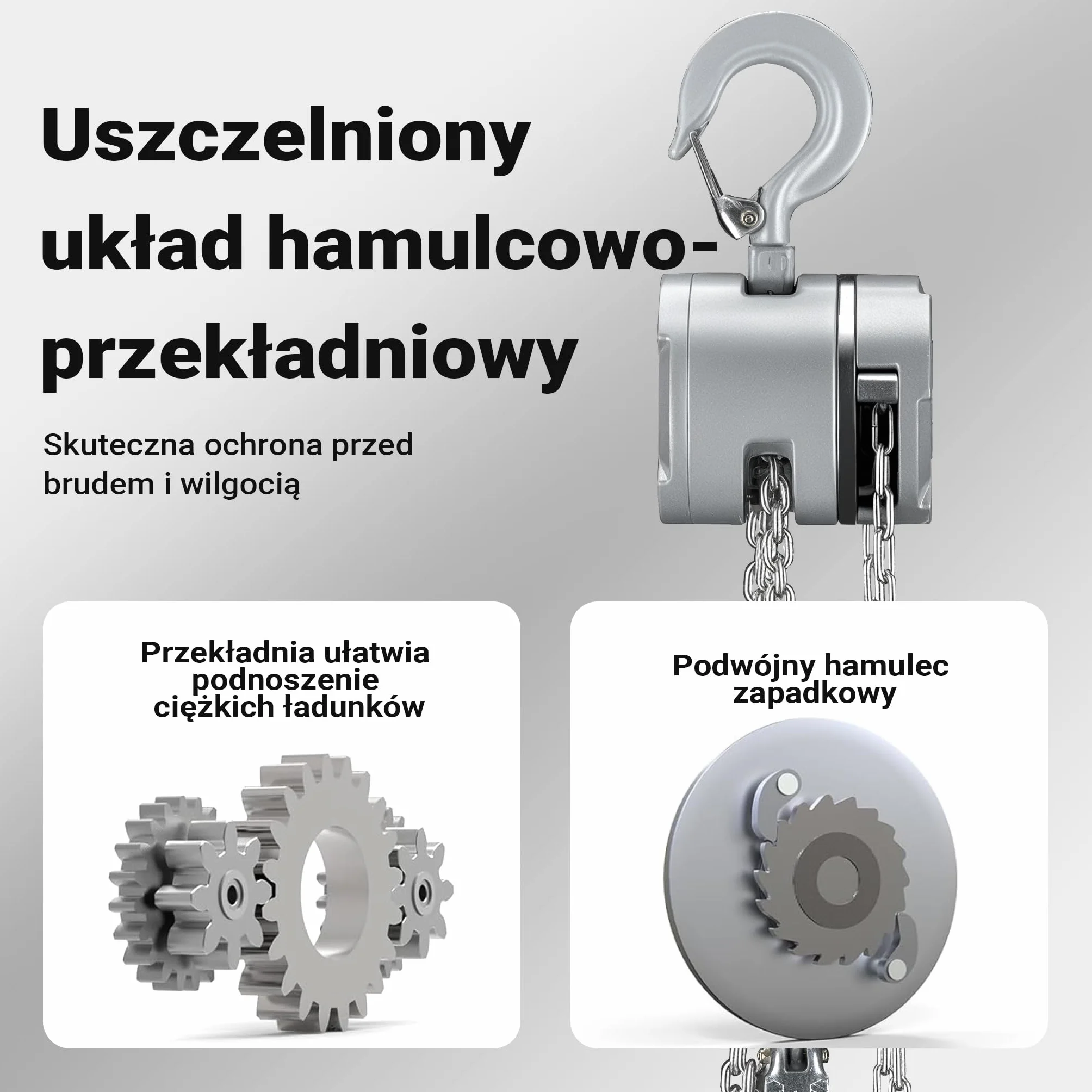 Wiltec Wciągnik łańcuchowy 500 kg G100 3 m ocynkowany łańcuch aluminium uszczelniona przekładnia