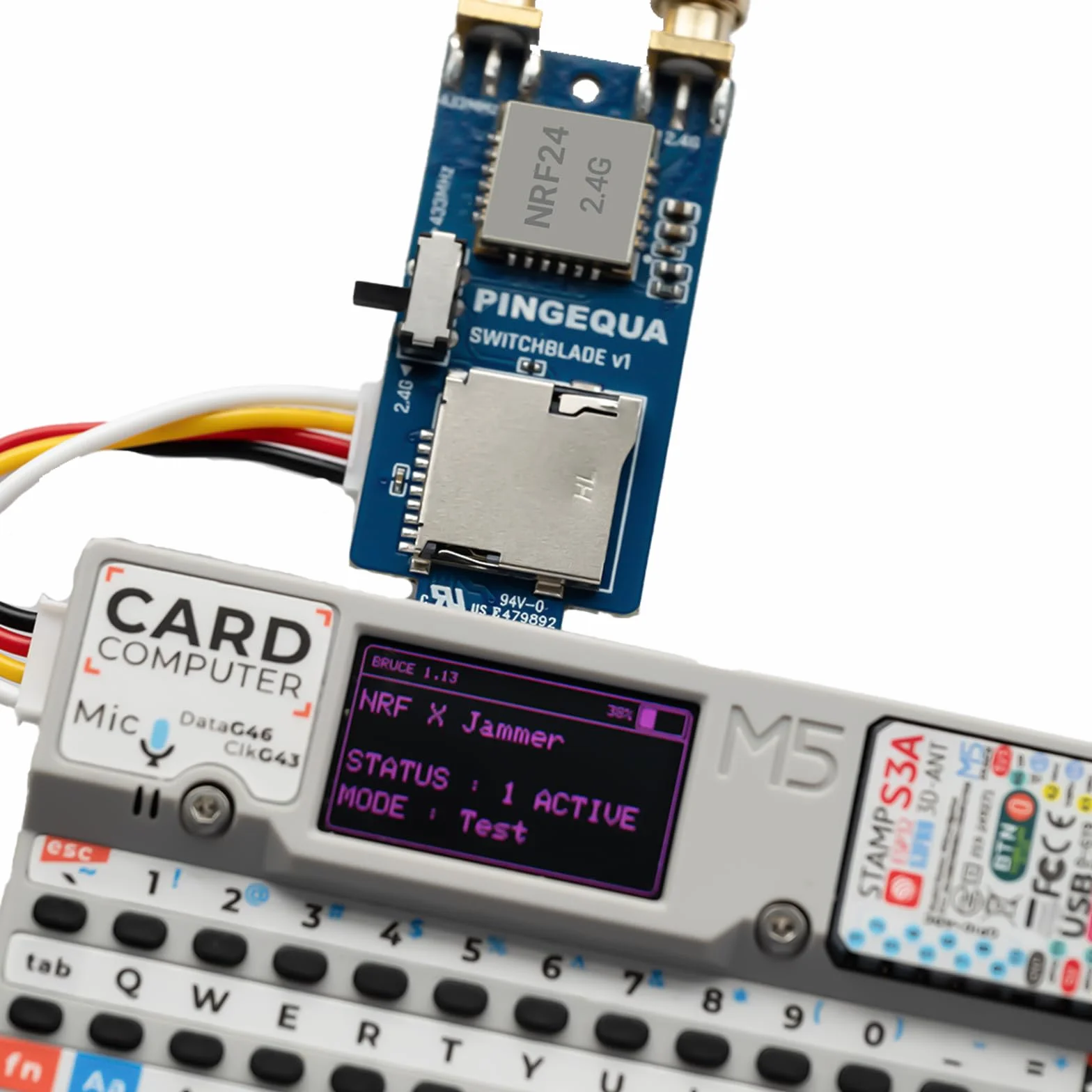 Karta M5Stack Cardputer RF 3 w 1, NRF24L01+ PA/LNA i CC1101 Sub-GHz Transceiver z gniazdem MicroSD - Moduł rozwoju Plug & Play IoT do analizy sygnału i szkolenia