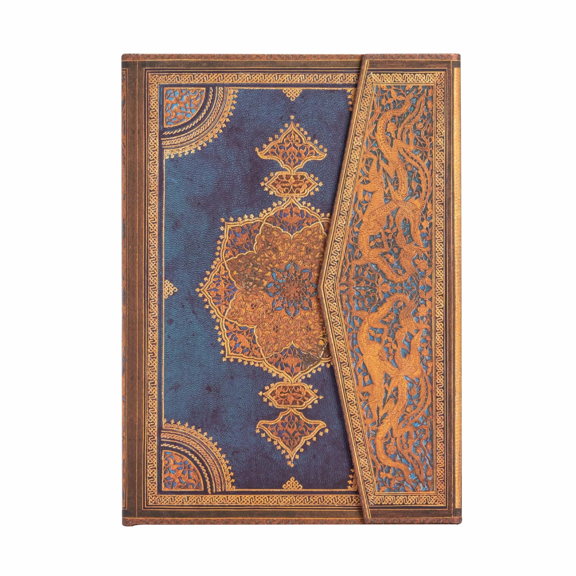 Carnet rigide Paperblanks Safavide Indigo Midi Non ligné 144p.: Hardcover, 120 gsm, ribbon marker, memento pouch, wrap closure