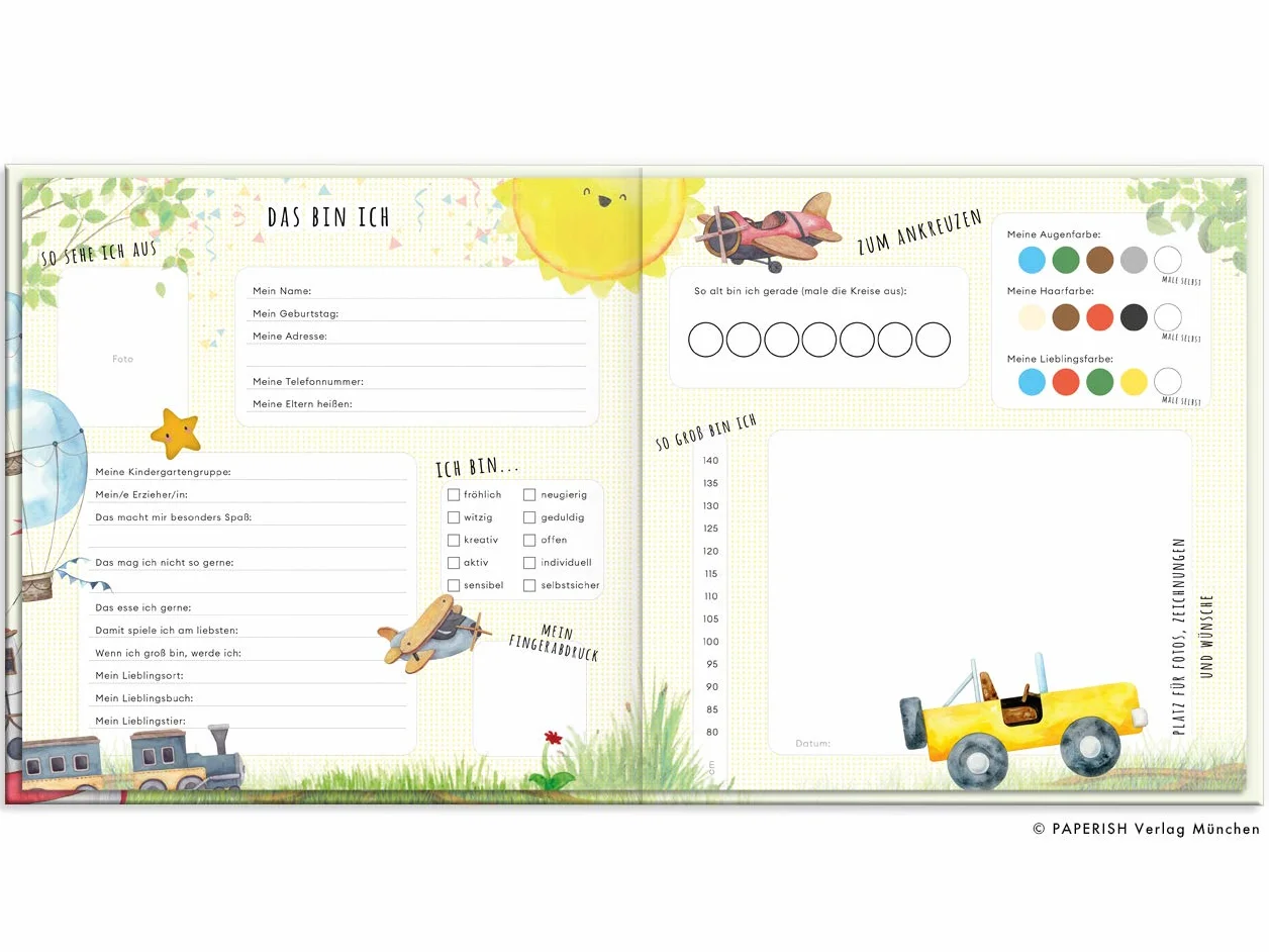 Kindergartenfreunde FAHRZEUGE Album für meine ersten Freunde Freundebuch Kindergarten 3 Jahre