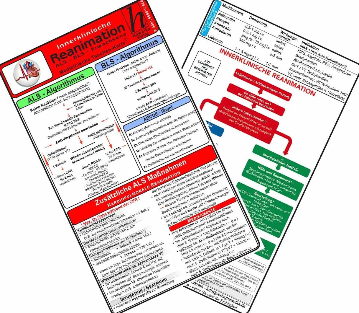 Intensiv-Station Karten-Set Analgesie Sedierung Blutgase Differentialdiagnose Herzrhythmusstörungen Inkompatibilitäten intravenöser Medikamente Reanimation