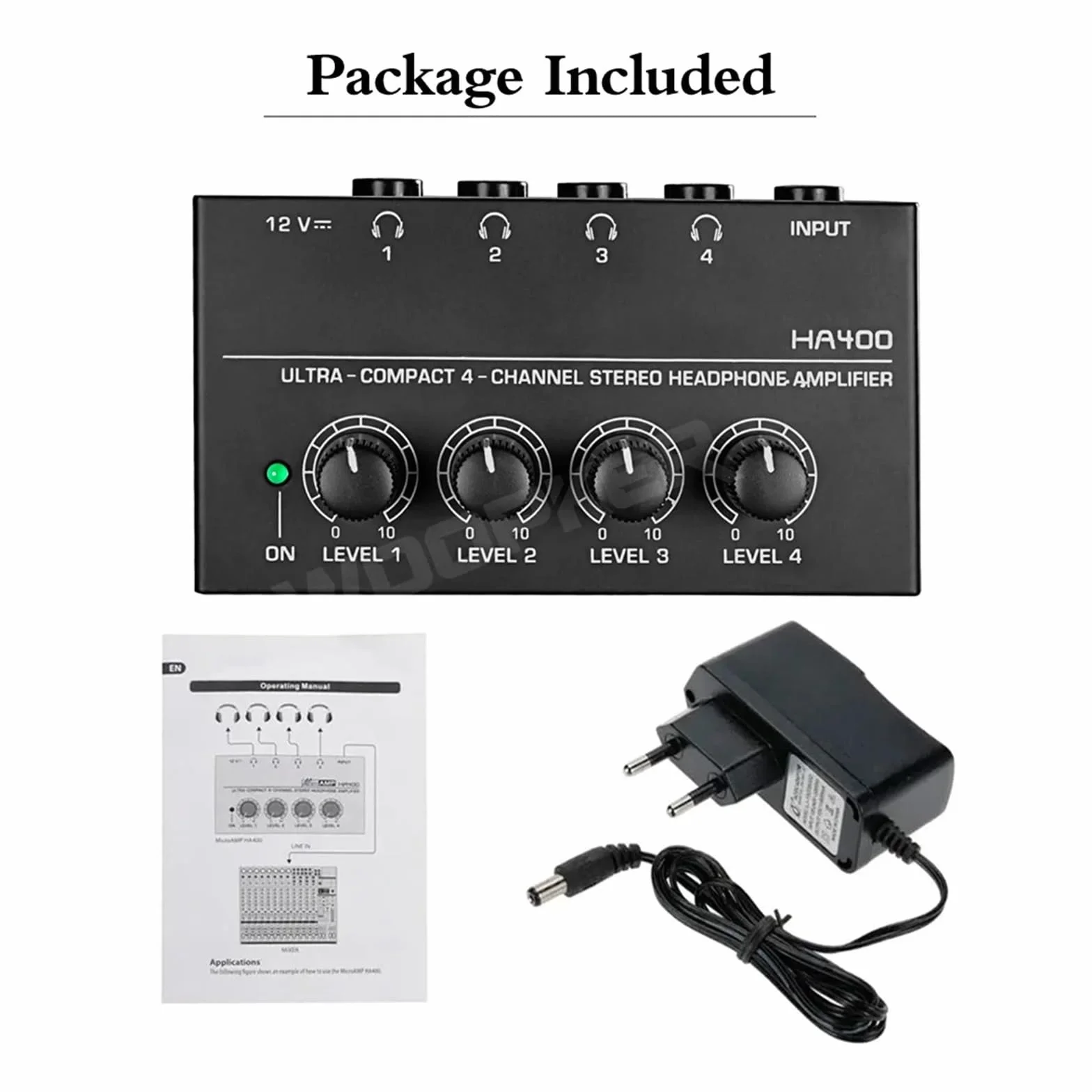 HA400 Headset Amplifier 4-Channel Mini Stereo Headphone AMP Silver