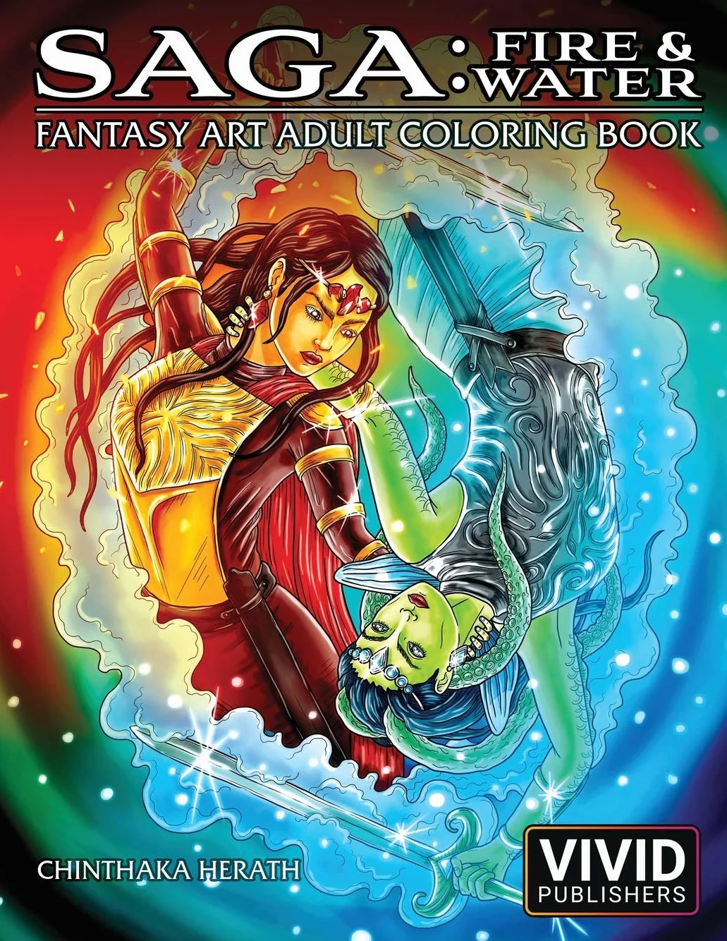 Saga: Fire & Water Fantasy Art Adult Coloring Book