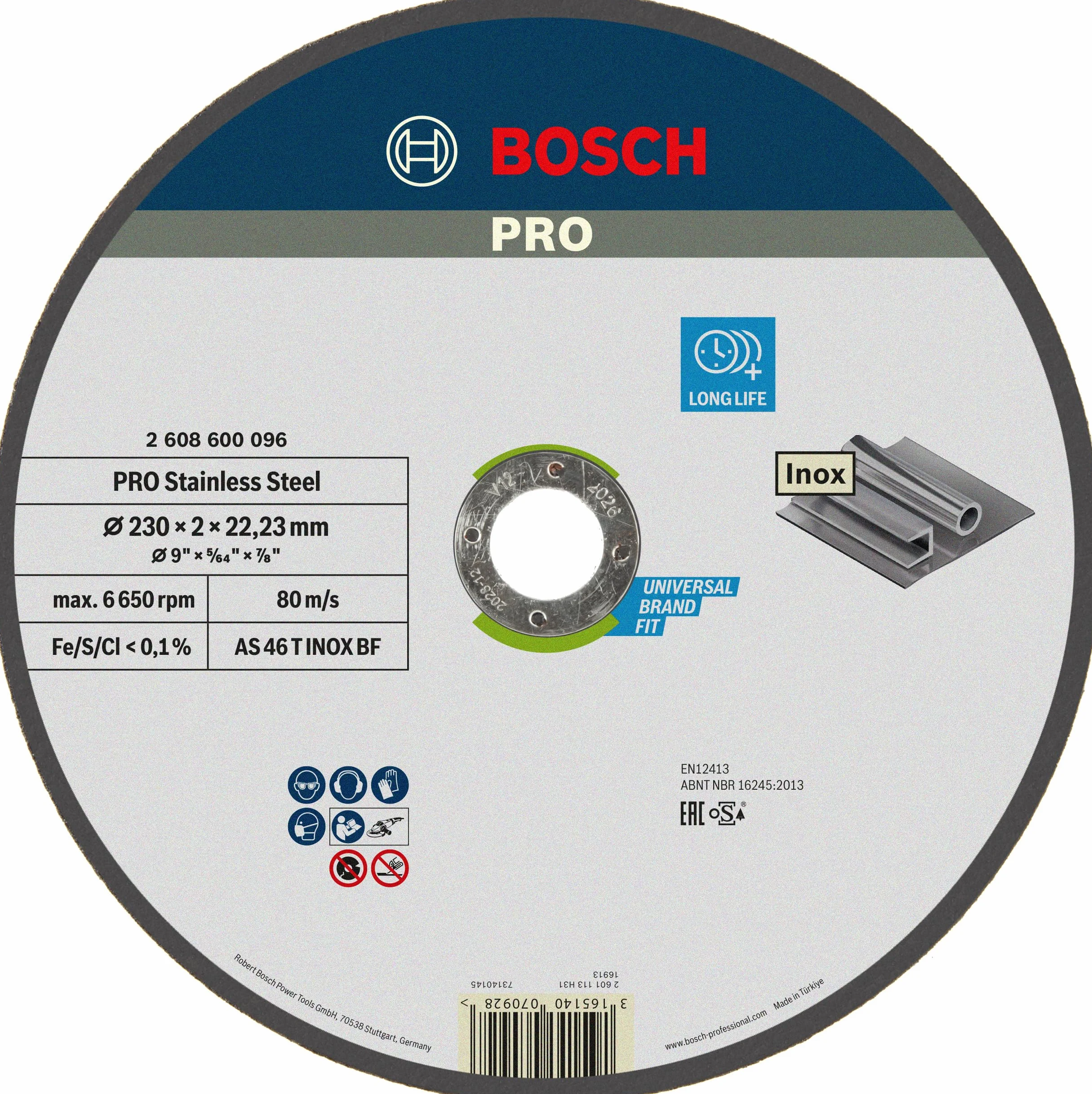 Bosch Professional Tarcza Tnąca Expert For Inox 230x2,0mm Prosta (do stali, stali nierdzewnej, INOX, Akcesoria do Szlifierek Kątowych)