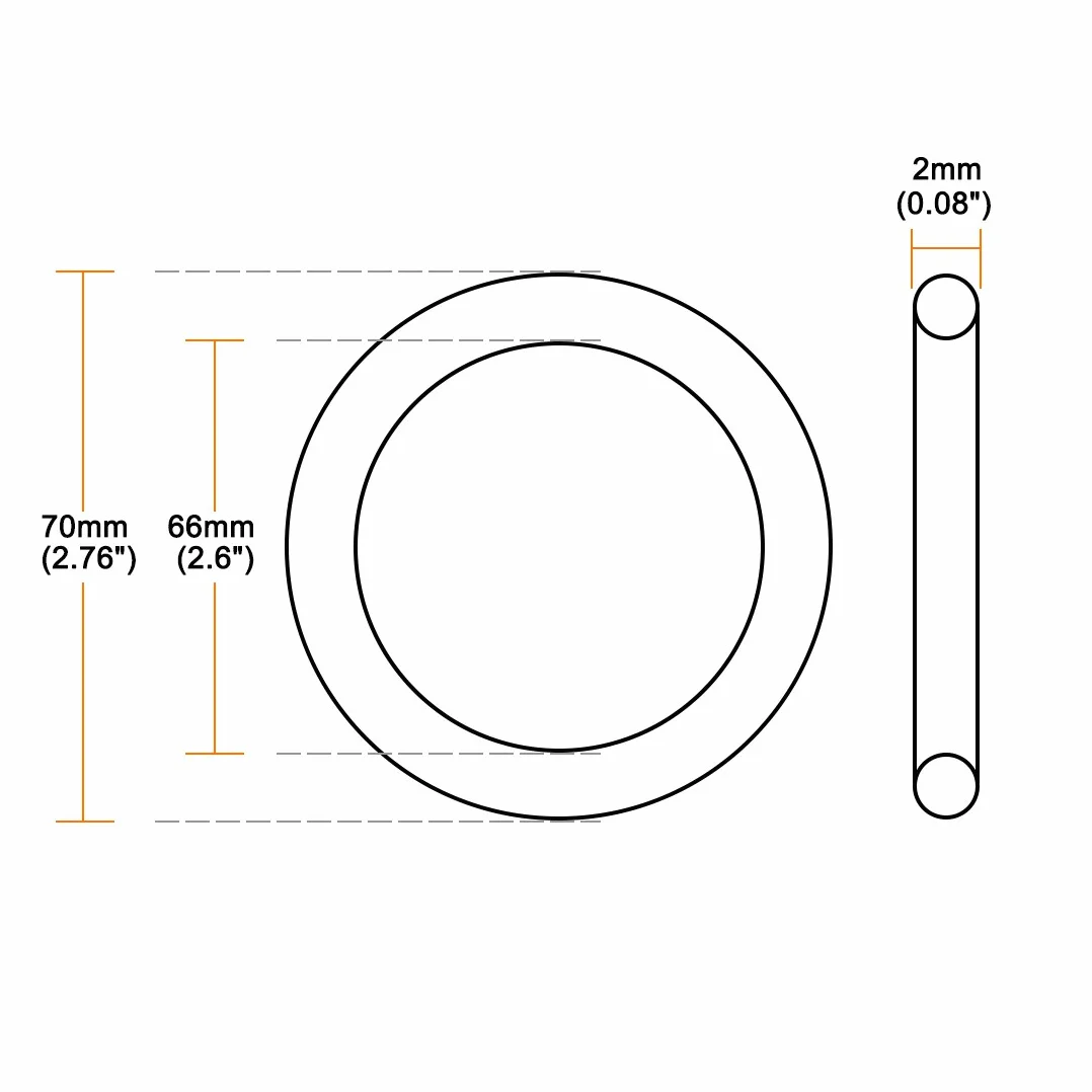 O-ringi kauczuk nitrylowy 66 mm x 70 mm x 2 mm uszczelka 10 szt.