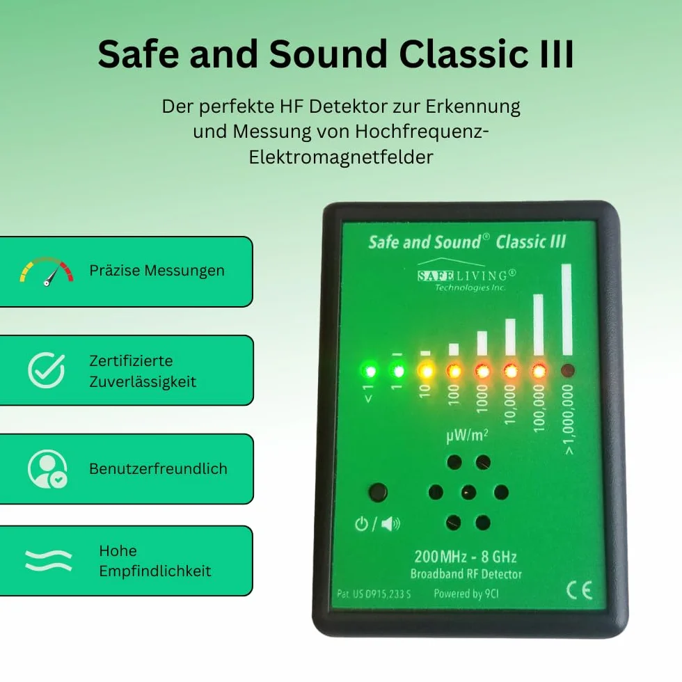 Safe and Sound Classic III HF-Detektor EMF 5G Mierzyciel promieniowania elektromagnetycznego