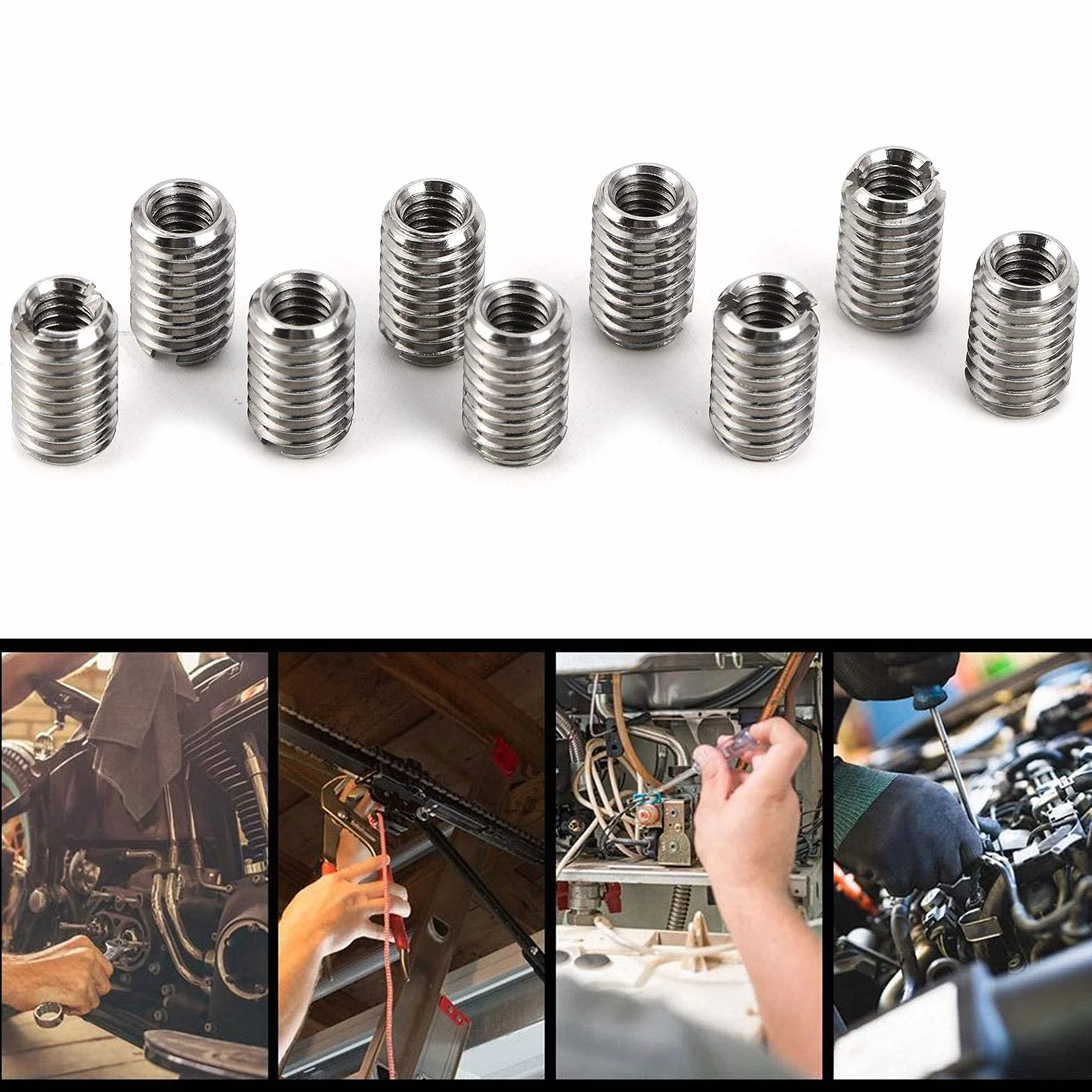 10 Sztuk M4 X 0.7mm Gwint Wewnętrzny M6 X 1mm Gwint Wewnętrzny Wkładki Gwintowane Nakrętka Redukcyjna ze Stali Nierdzewnej do Komputerów Lampy Formy Sprzęt Mechaniczny