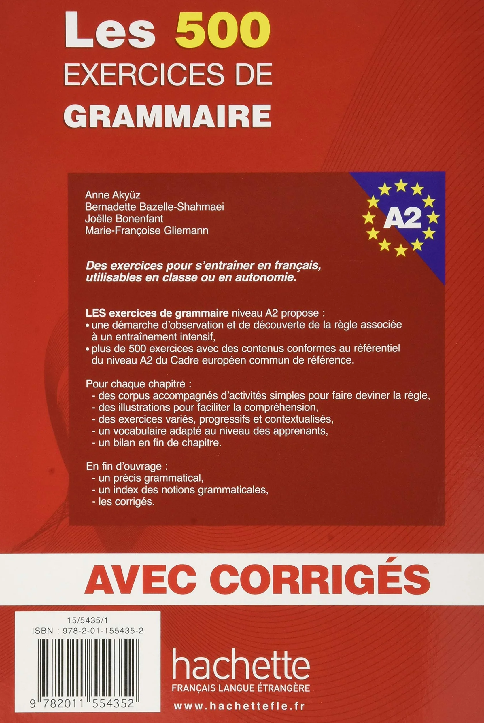 Les 500 Exercices de Grammaire (A2) - Livre avec corrigés intégrés