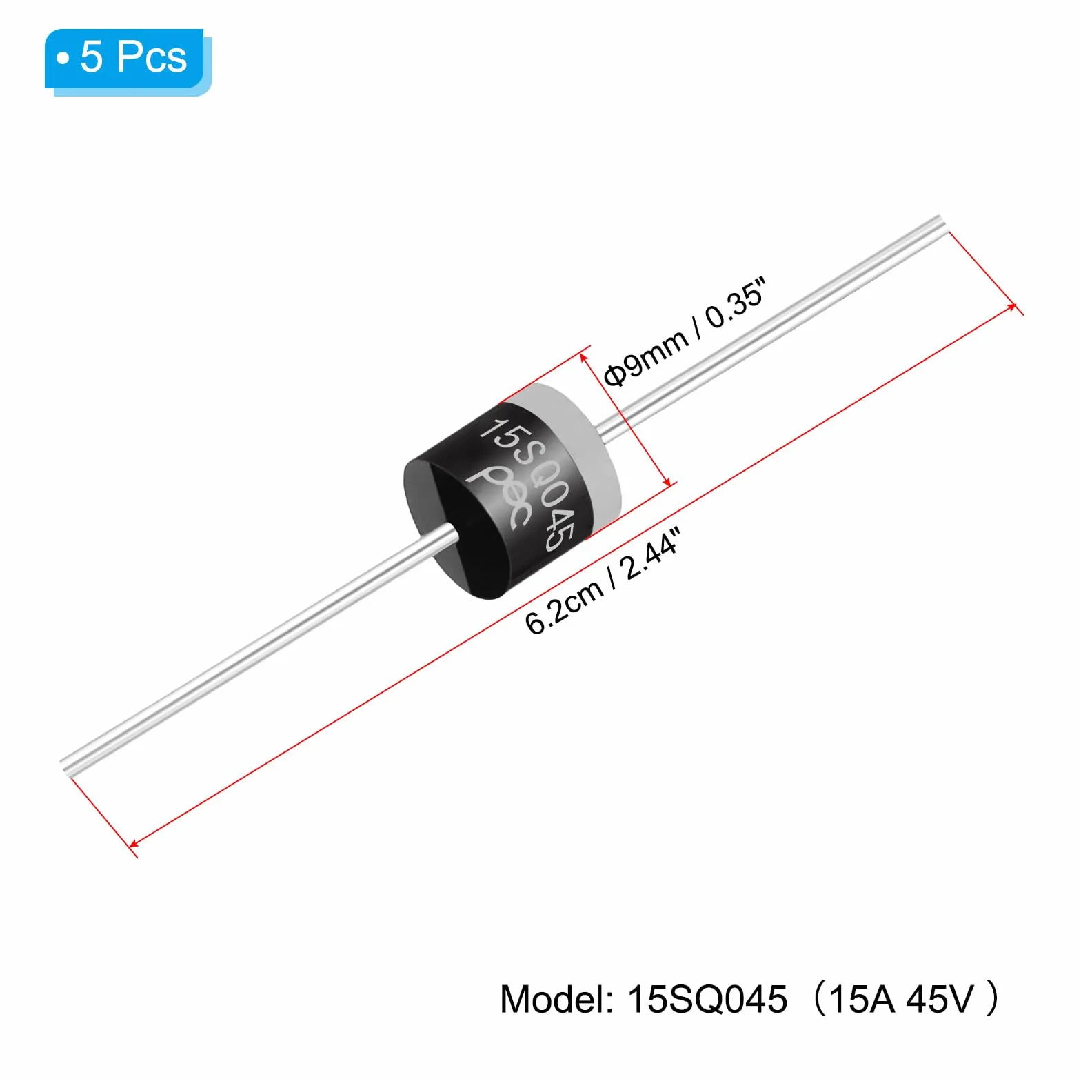 PATIKIL 5 sztuk 15SQ045 Schottky'ego dioda prostownicza, 15 A, 45 V, R-6