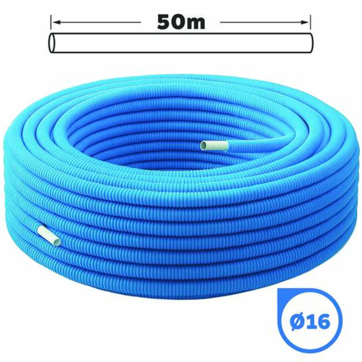 SOMATHERM FOR YOU - Rura Multistrato Przegainowana Niebieska Ø16 w Rolce 50m - Woda Ciepła i Zimna Sanitarna - Tmin 5°C/Tmax 100°C - Maks. Ciśnienie 10 Bar - Bariera Antytlenowa