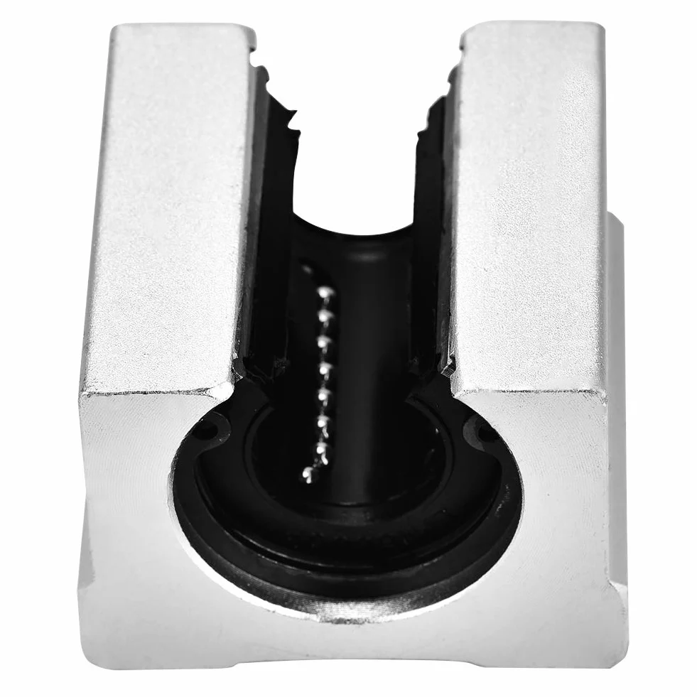 Akozon Liniowe łożyska kulkowe 4 szt.SBR16UU Otwarty liniowy ruch łożyska Blok łożyskowy do CNC 16mm aluminium