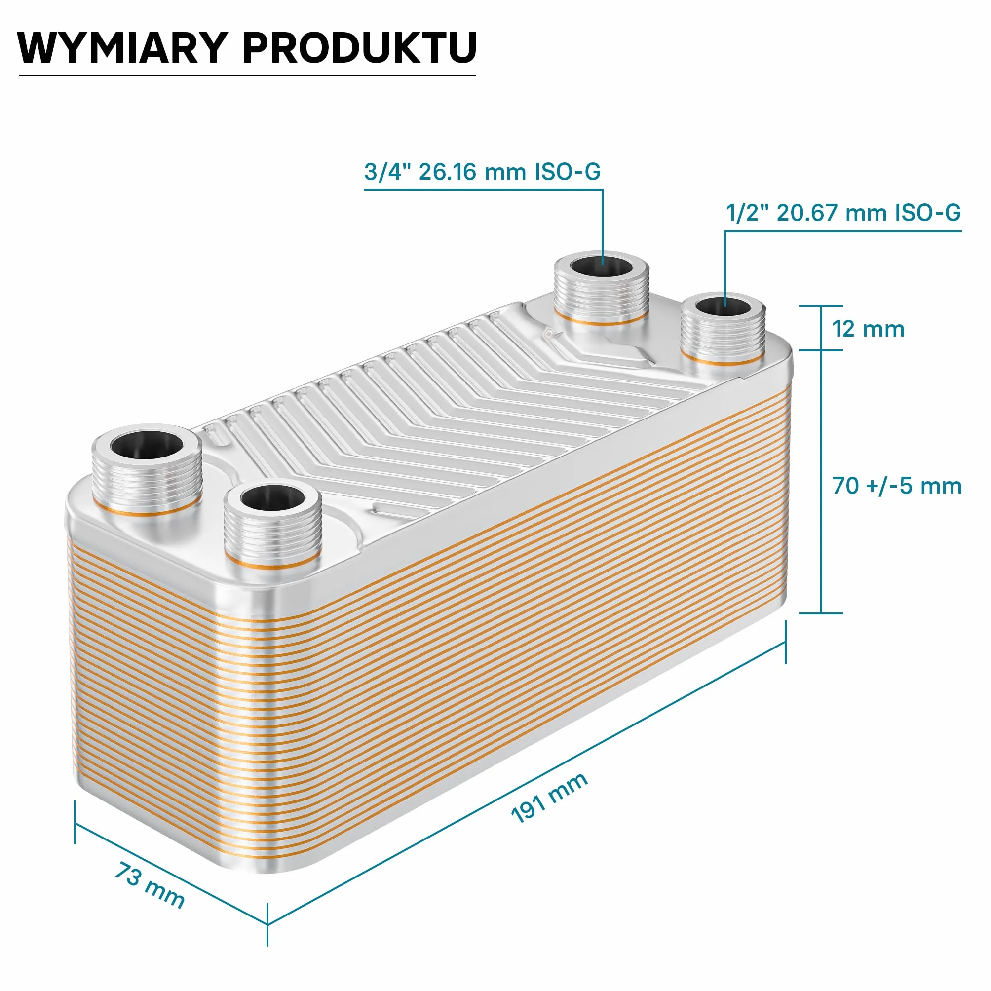 Wiltec Wymiennik płytowy 30 płyt 66 kW 4 m³/h 0,54 l stal nierdzewna