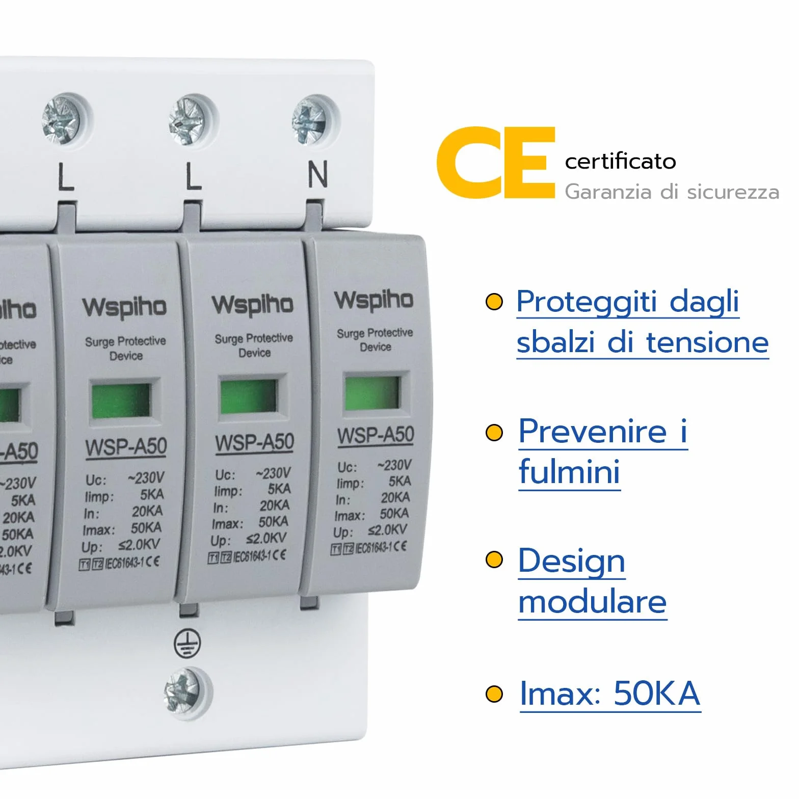 4-biegunowa ochrona przeciwprzepięciowa, ogranicznik przepięć typ 1 + typ 2,230 V, urządzenie przeciwprzepięciowe do ochrony odgromowej Surge Arrester Surge Protection