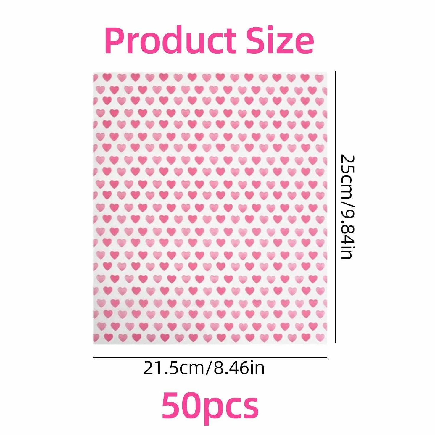 Papier do pieczenia olejoodporny z wzorem serca 50 arkuszy 25x21,5 cm
