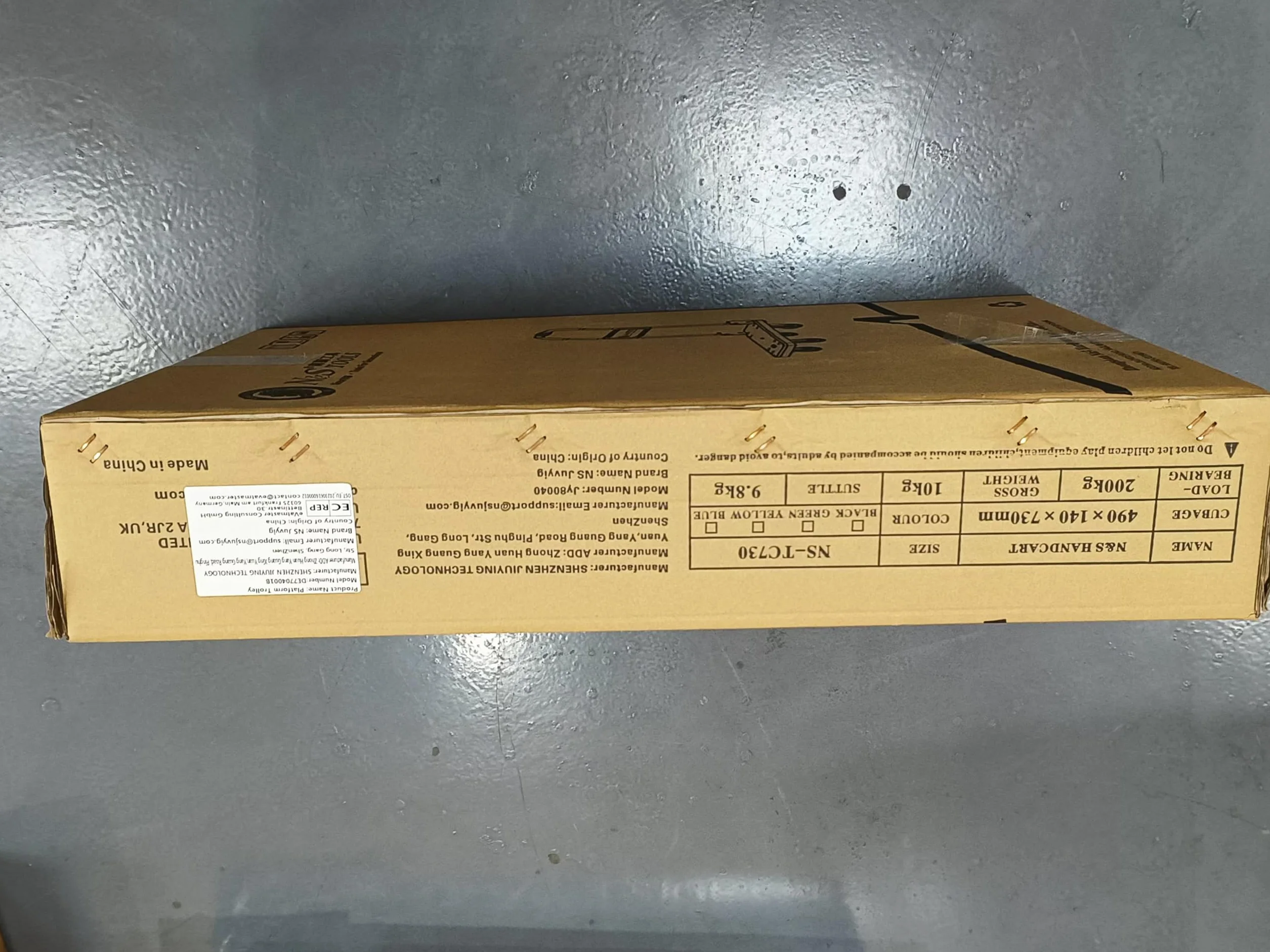 N&S Heavy Duty Wózek platformowy 200 kg Jednoręczne zmarszczki wózek ciężarowy z wyciszeniem koła, wózek platformowy