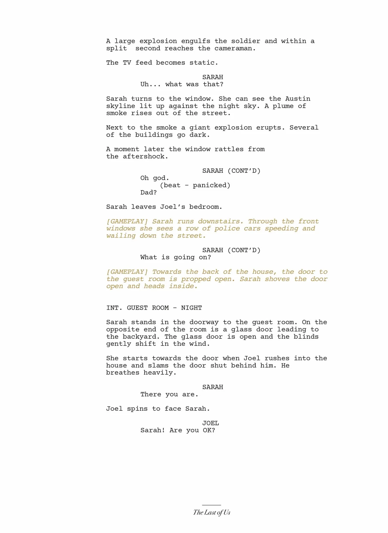 The Last of Us: Part I and Part II Scripts