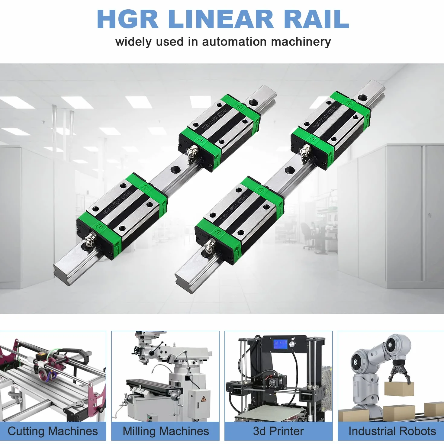 CNCMANS HGR20 prowadnica szynowa liniowa zestaw 2 sztuki 200 mm szyny i 4 bloki HGH20CA