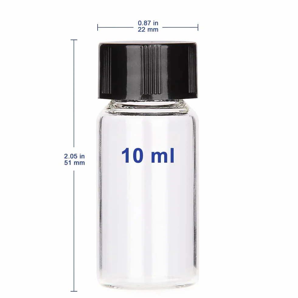 Labasics Fiolki na próbki z ochroną, fiolki na próbki śruby, butelka z odczynnikiem, butelka z odczynnikiem z przezroczystego szkła, 10 ml / 0,3 uncji (10 opakowań)