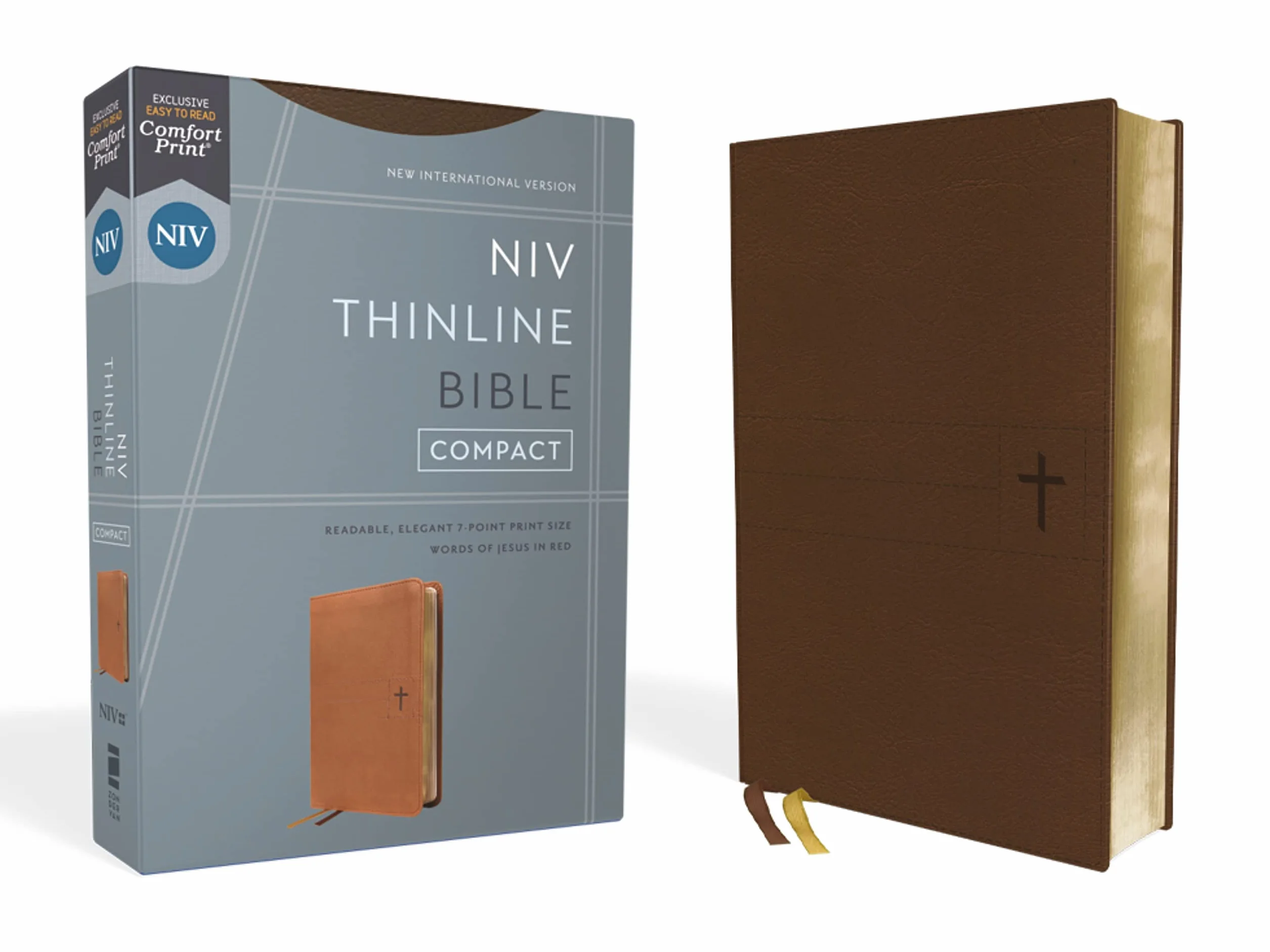 Niv Thinline Bible Leathersoft Brown Red Letter Comfort Print New International Version