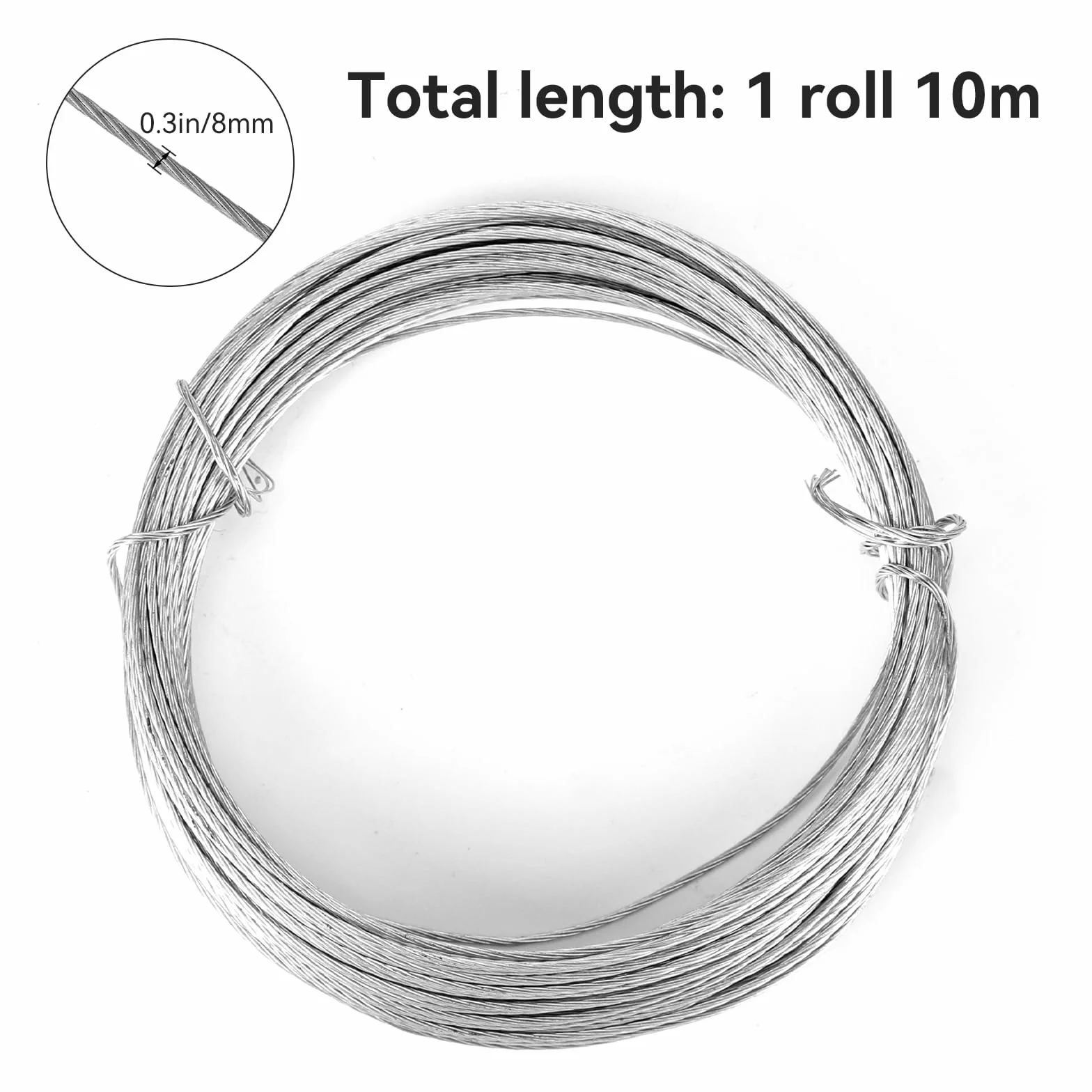 10 m metalowa linka druciana do zawieszenia obrazu drut ze stali nierdzewnej do zawieszenia obrazów 0,7 mm linka do zawieszenia zdjęć, dzieł sztuki, luster, zegarów, 560697_1_U28UY6SSK