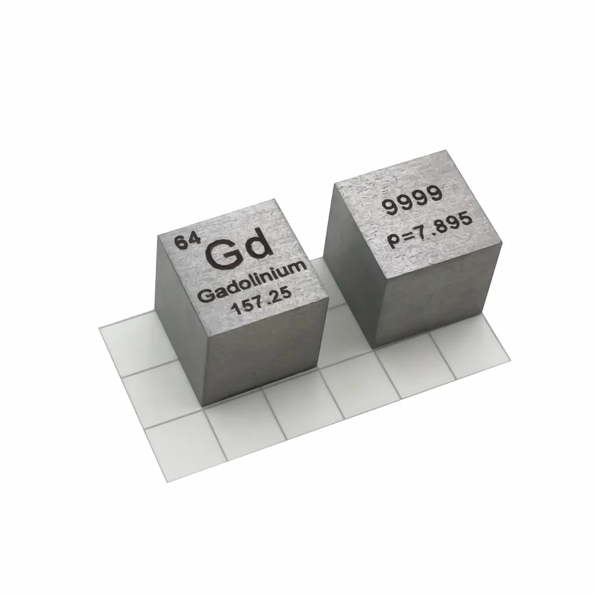 Gadolinium (Gd) Gęstość kostki, klasy laboratoryjnej, dokładna ponad 99,9%, wysoka czystość, używana do laboratoryjnych materiałów eksperymentalnych, osobistych hobby i kolekcji (rozmiar: 10 mm, kolor: matowy)