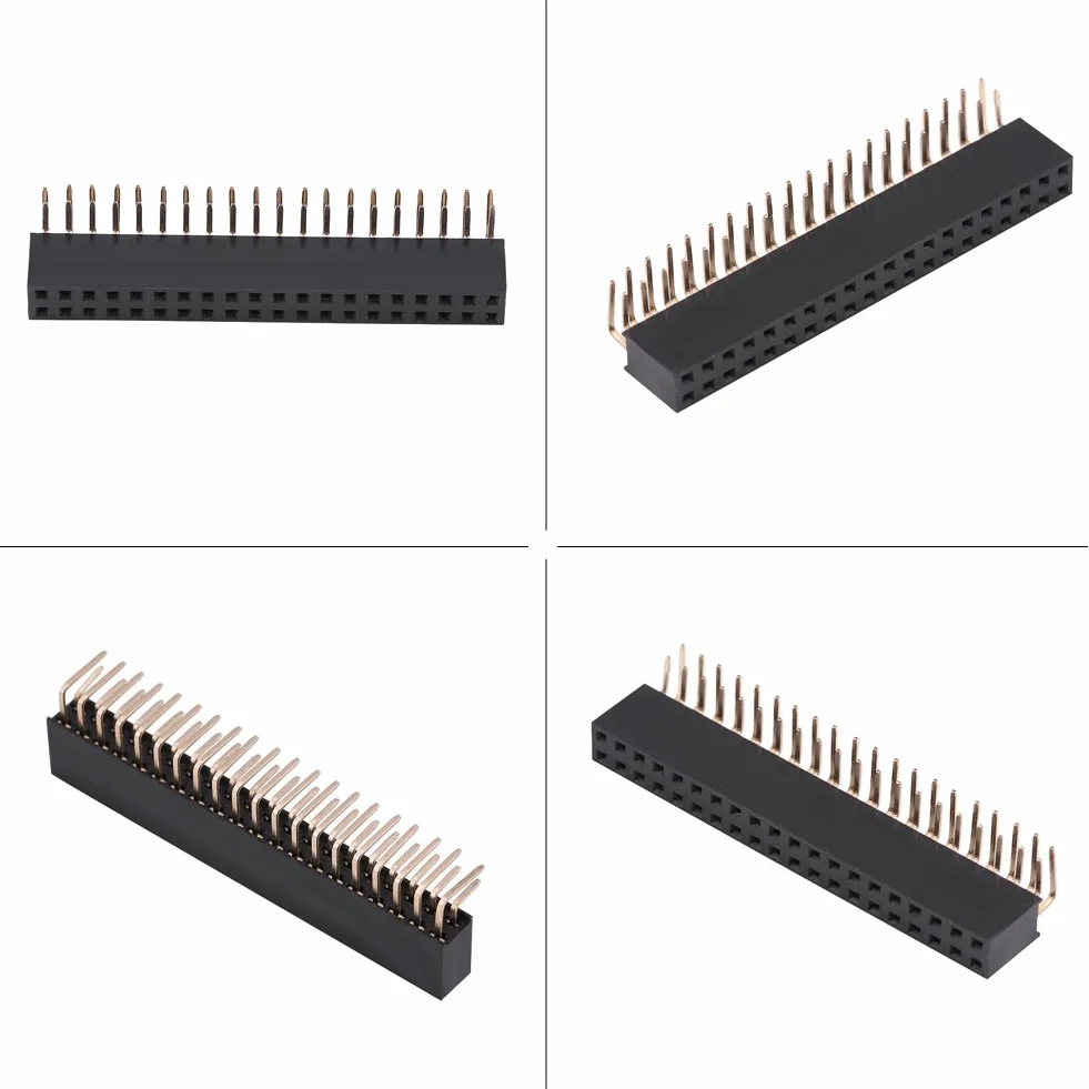 3 szt. 2x20 Pinów o Rozstawie 2,54mm żeńskie Nagłówki Pinów żeńskie Nagłówki żeńskie Dwurzędowe Kątowe Nagłówki Pinów