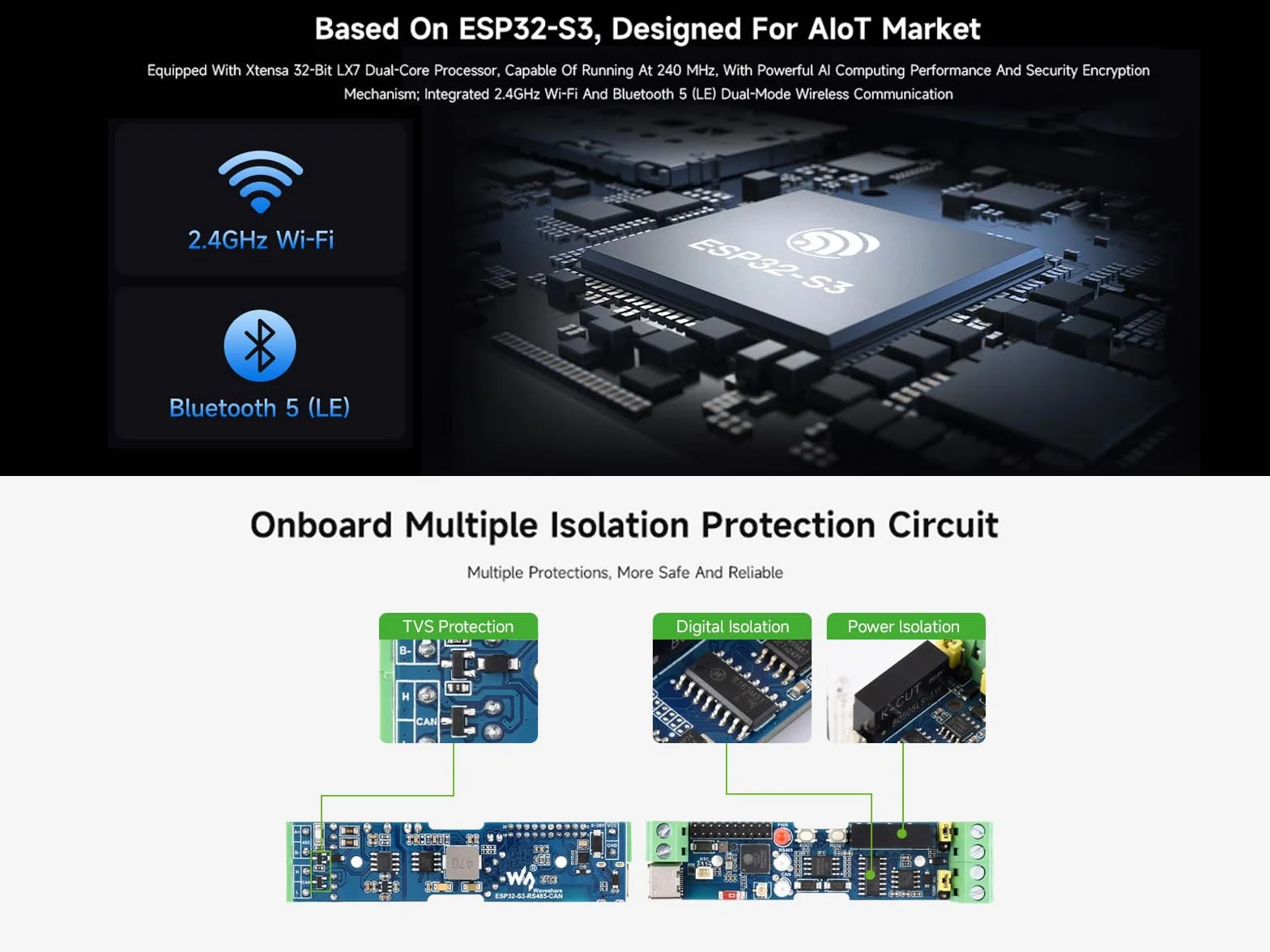 ESP32-S3 Przemysłowa płytka sterująca RS485 CAN Wi-Fi Bluetooth 5