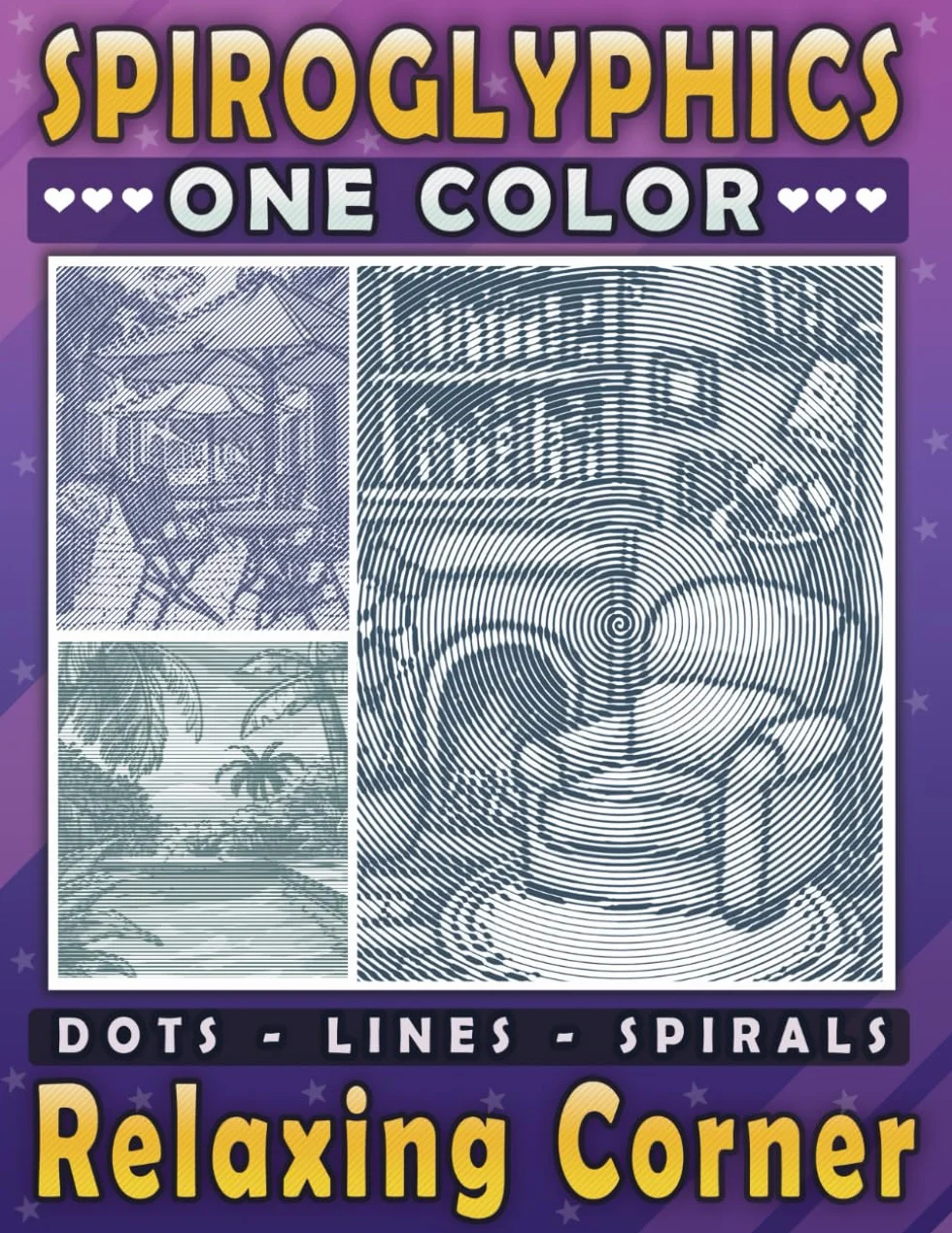 Spiroglyphics Coloring Book for Adults: Relaxing Corner Dots Lines Spirals