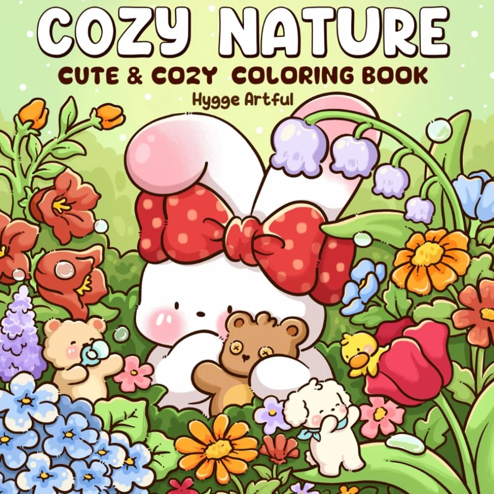 Cozy Nature: A Delightful Coloring Book for Adults and Teens with Cute Creatures in Flower Gardens