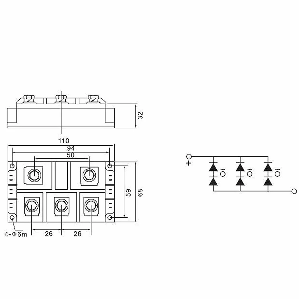 MDS 300A 1600V Mostek prostowniczy 5 terminali 3 fazy AC do DC High Power Rectifier Resin Packed Rectifier Module, pełna fala moduł diody Heatsink Shape dla Automotive Home Applian