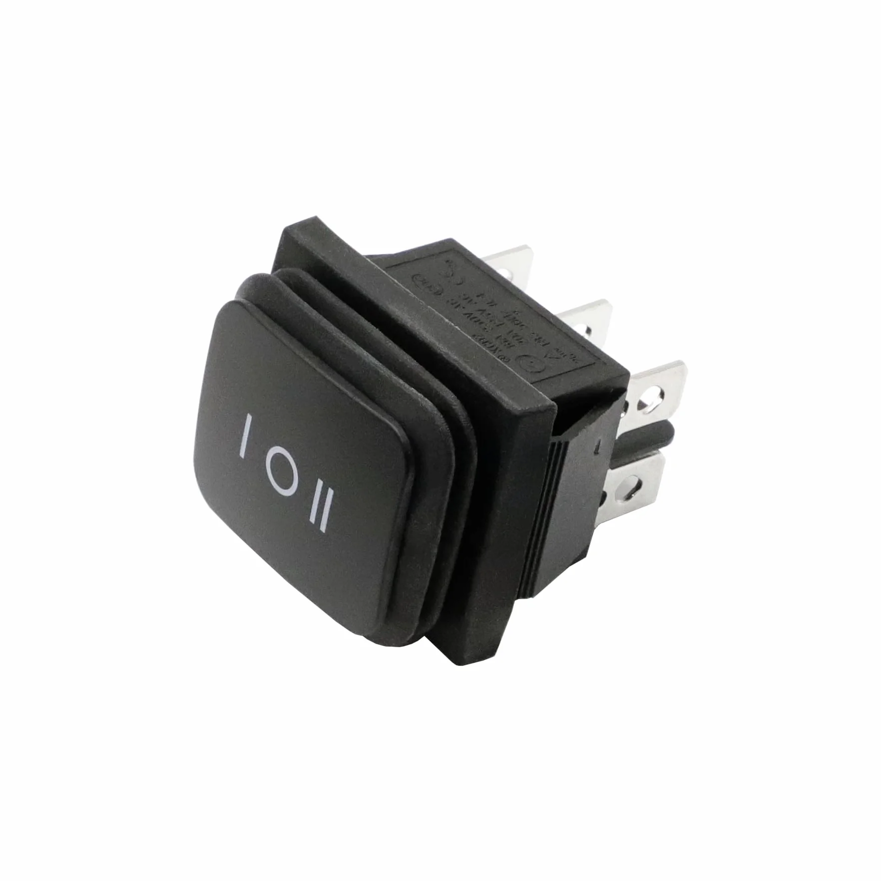 Rocker Switch, ON-Off-ON Switch, DPDT, 16A 250VAC, 6 Pins 3 pozycja, Z wodoodporny, Czarny 2Pcs