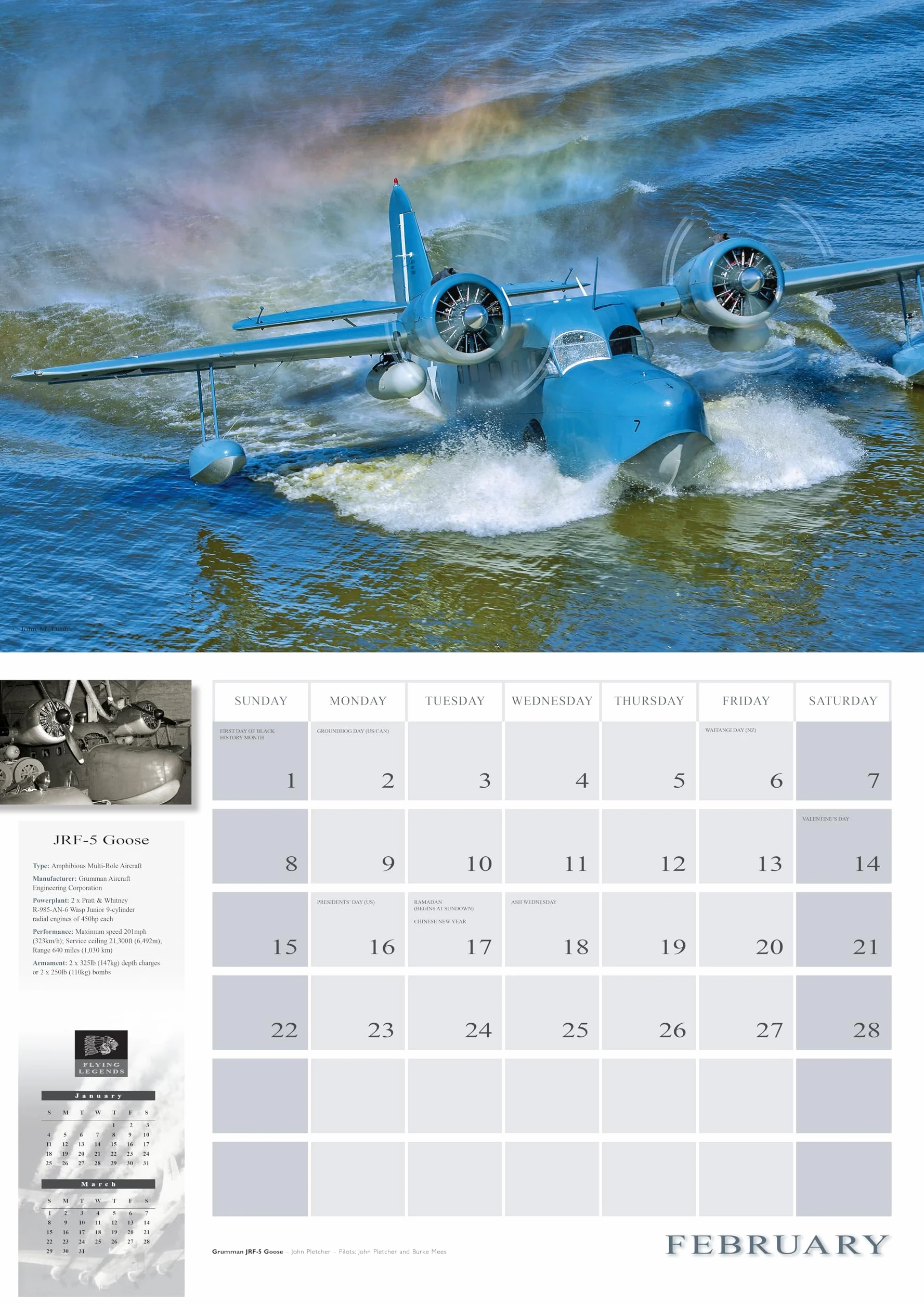 Flying Legends 2026 16-Month Calendar September 2025 December 2026