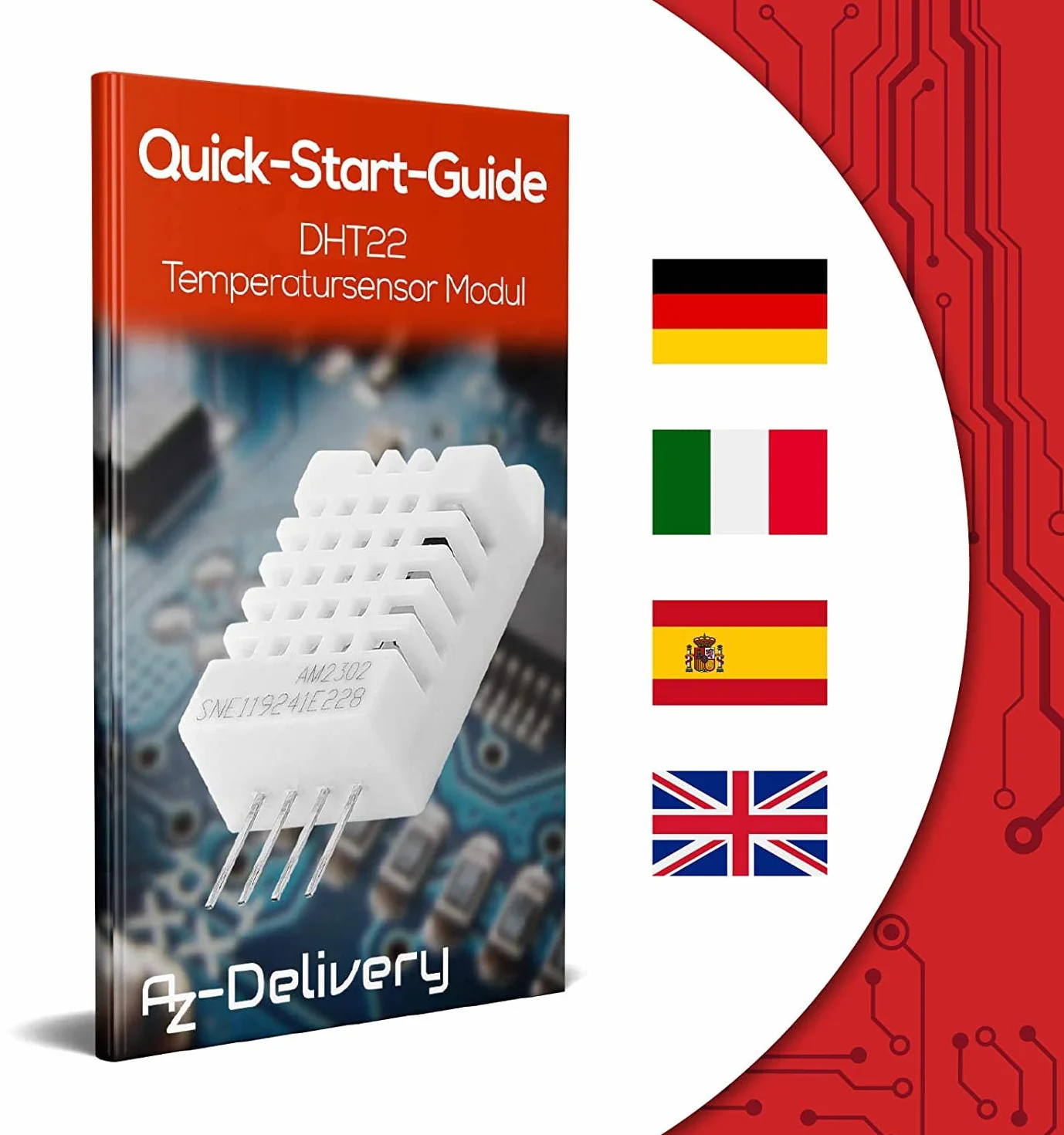 AZDelivery DHT22 AM2302 czujnik temperatury i czujnik wilgotności kompatybilny z Arduino i Raspberry Pi wraz z e-book!