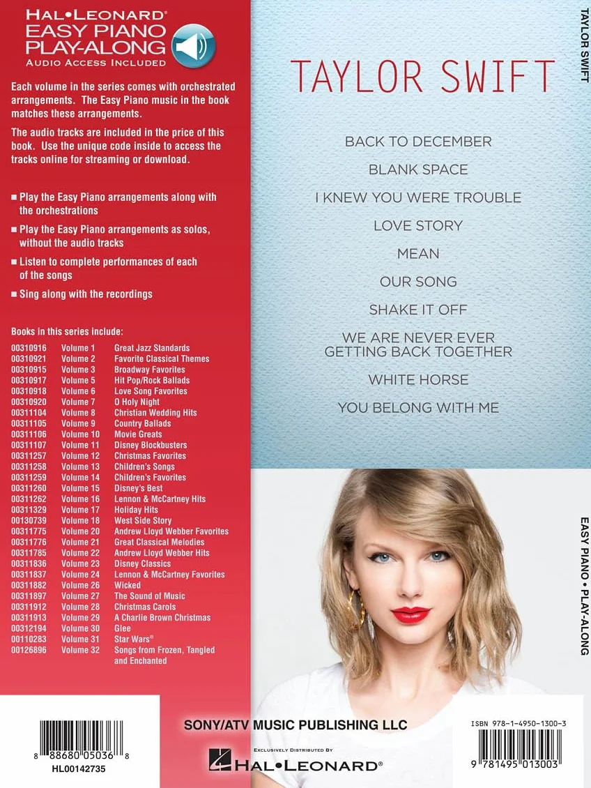 Taylor Swift Easy Piano Play-Along Volume 19: Recueil + Enregistrements en Ligne