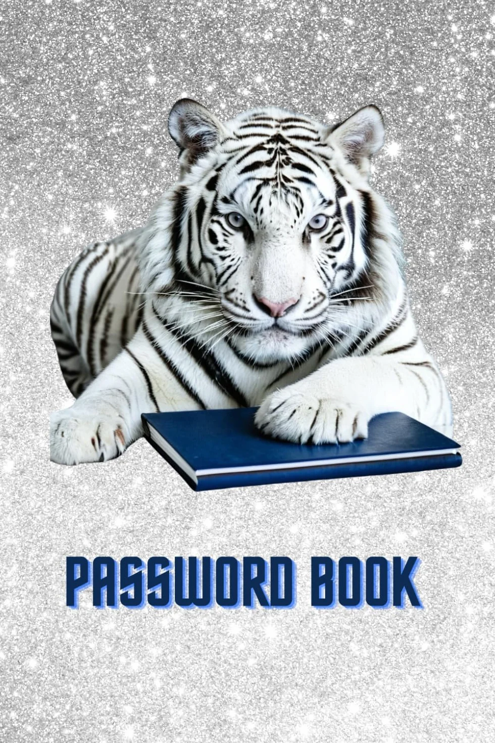 Password Book with White Tiger Cover Password Keeper