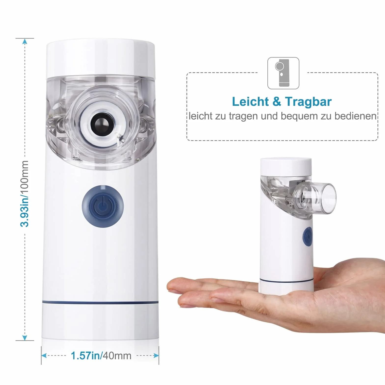 Inhalator przenośny nebulizator z ustnikiem i maską dla dzieci i dorosłych